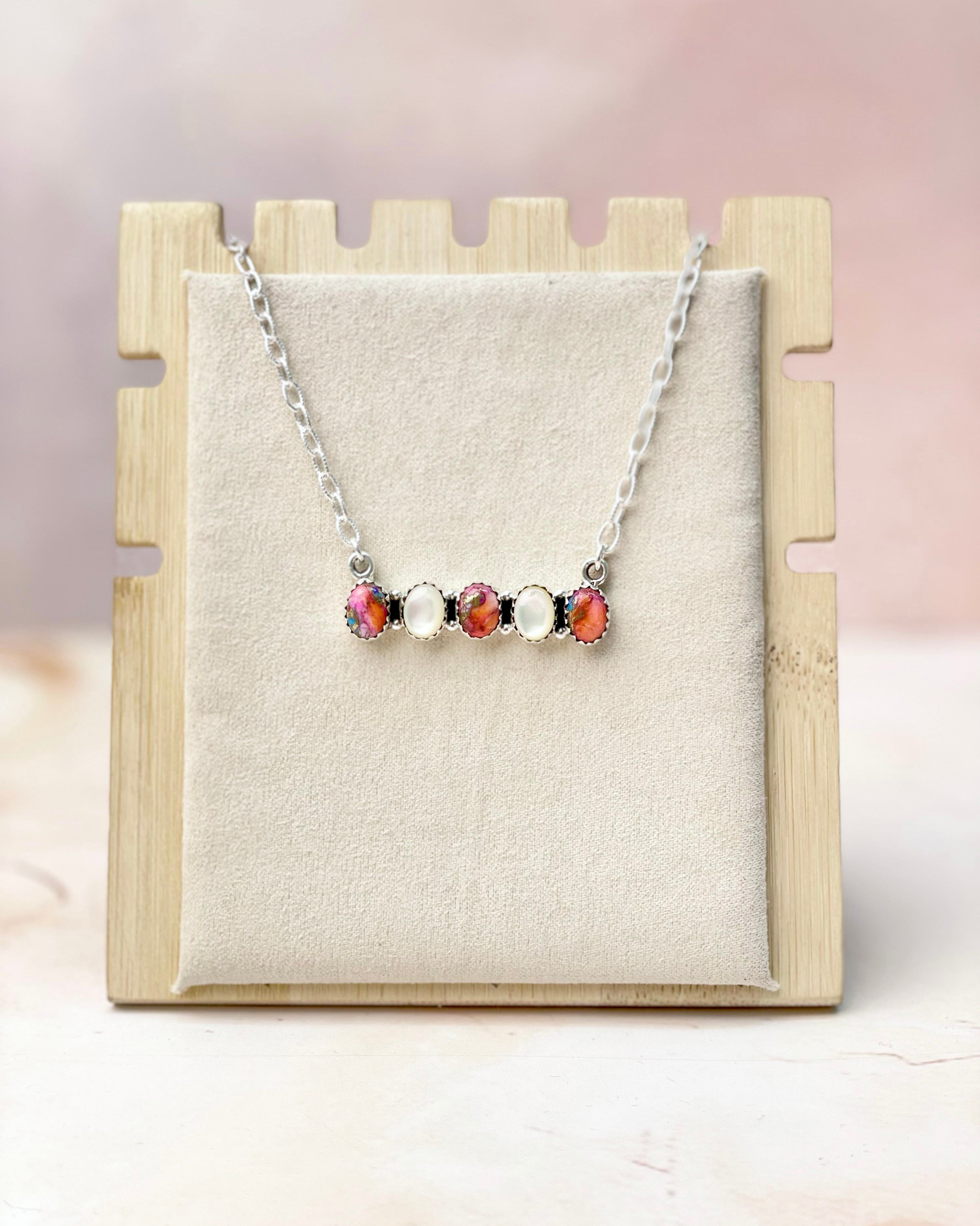 Multi Gem and MOP Bar Necklace-Necklaces-Krush Kandy, Women's Online Fashion Boutique Located in Phoenix, Arizona (Scottsdale Area)