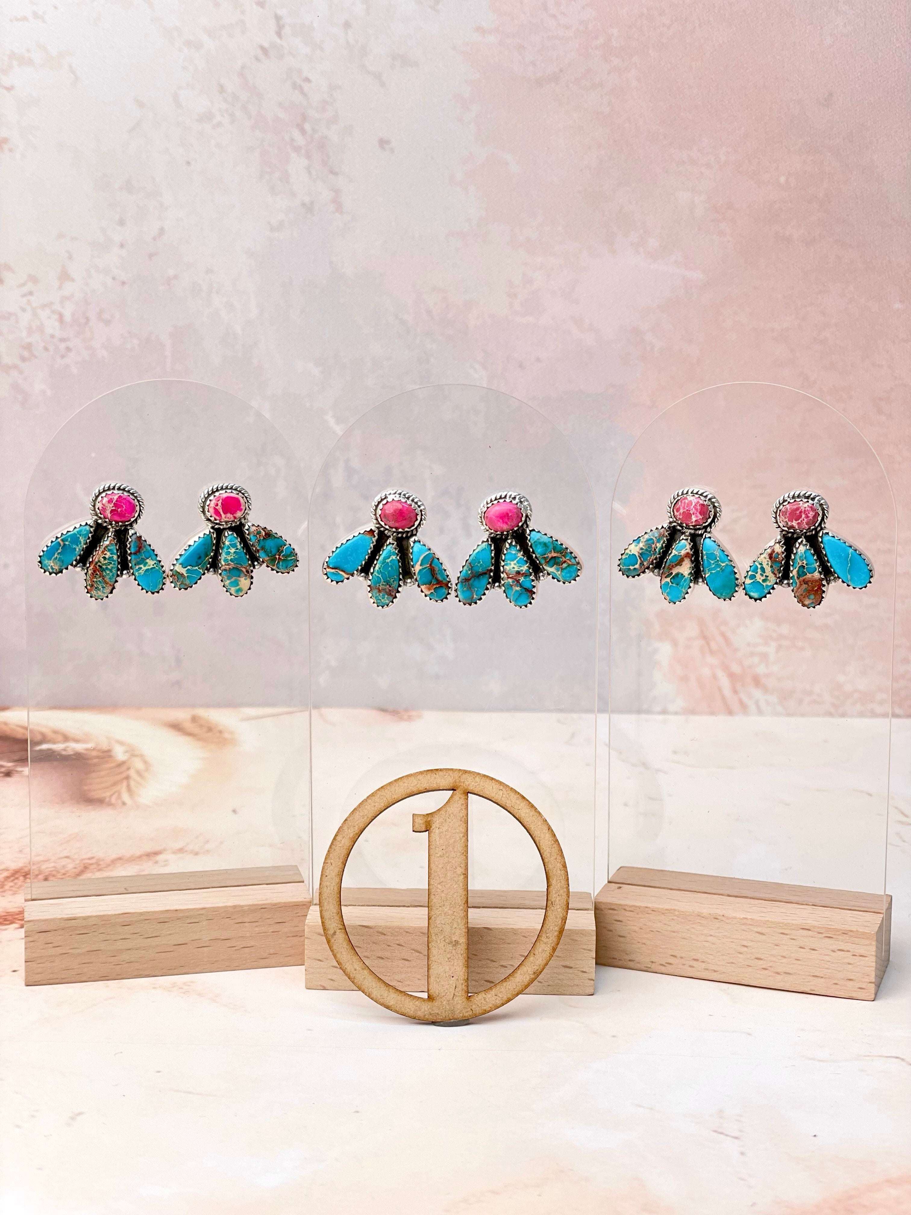 Desert Jasper Three Petal Studs-Earrings-Krush Kandy, Women's Online Fashion Boutique Located in Phoenix, Arizona (Scottsdale Area)