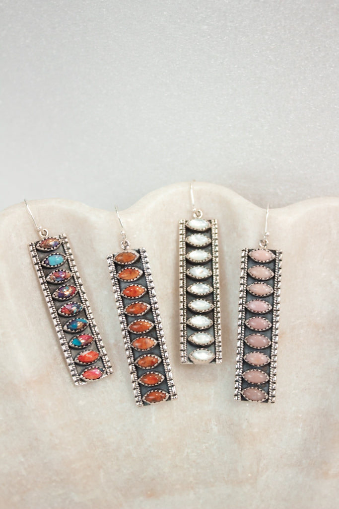 Showstopper Stone Bar Earrings-Drop Earrings-Krush Kandy, Women's Online Fashion Boutique Located in Phoenix, Arizona (Scottsdale Area)