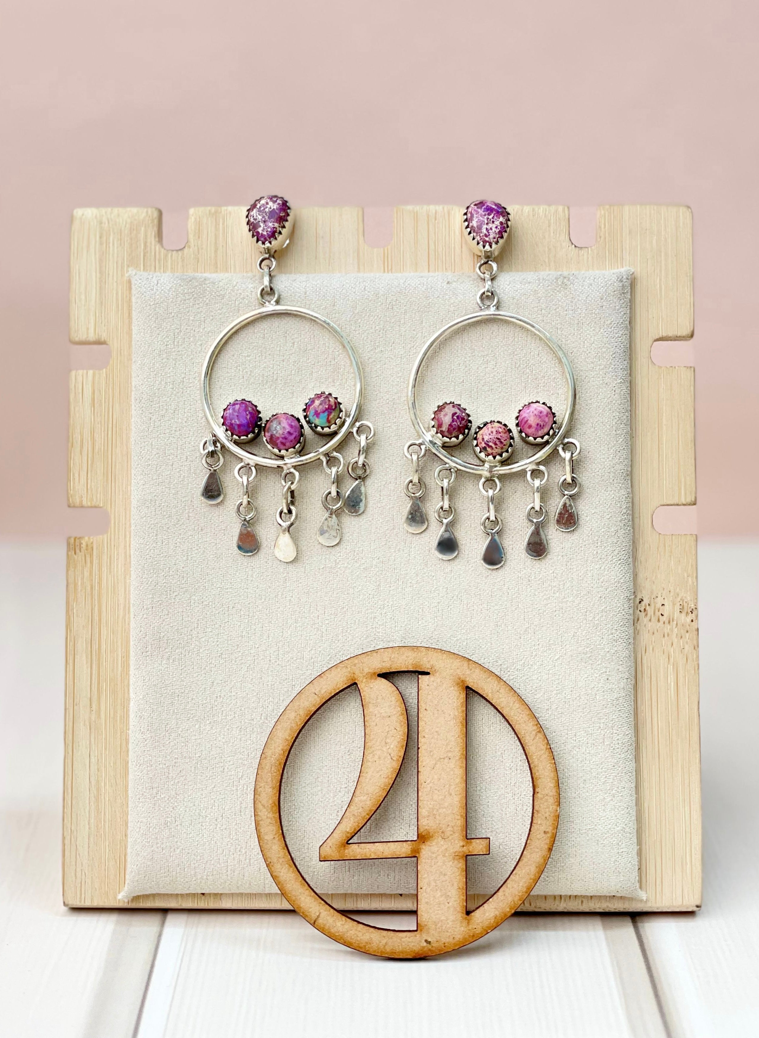 Desert Jasper Boho Fringe Hoops-Earrings-Krush Kandy, Women's Online Fashion Boutique Located in Phoenix, Arizona (Scottsdale Area)