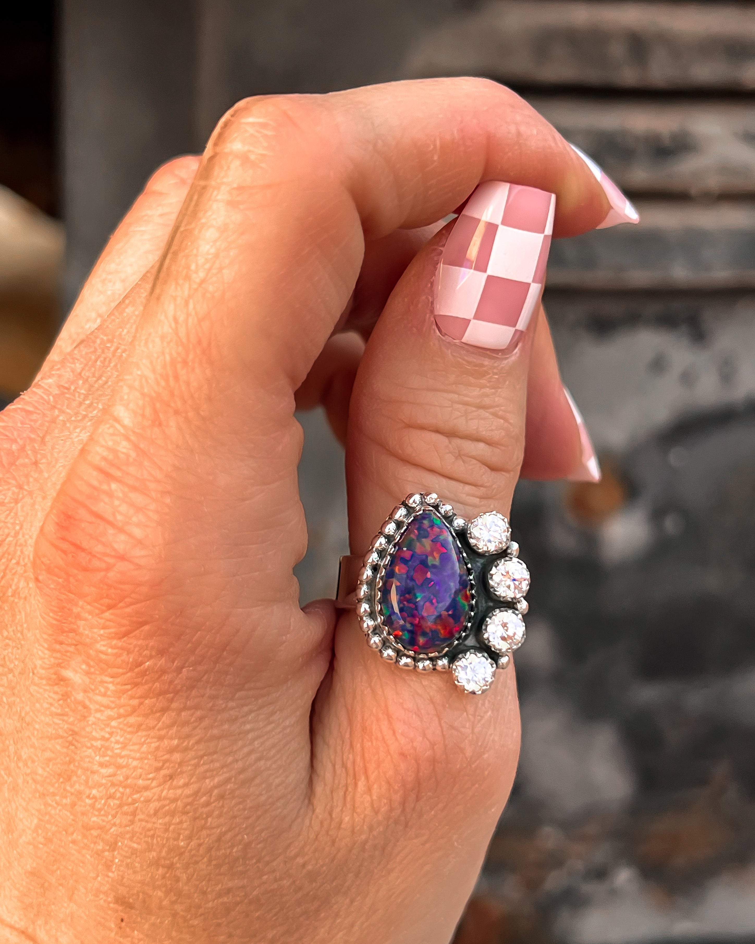Supernova Opal & Crystal Sterling Silver Rings-Cluster Rings-Krush Kandy, Women's Online Fashion Boutique Located in Phoenix, Arizona (Scottsdale Area)