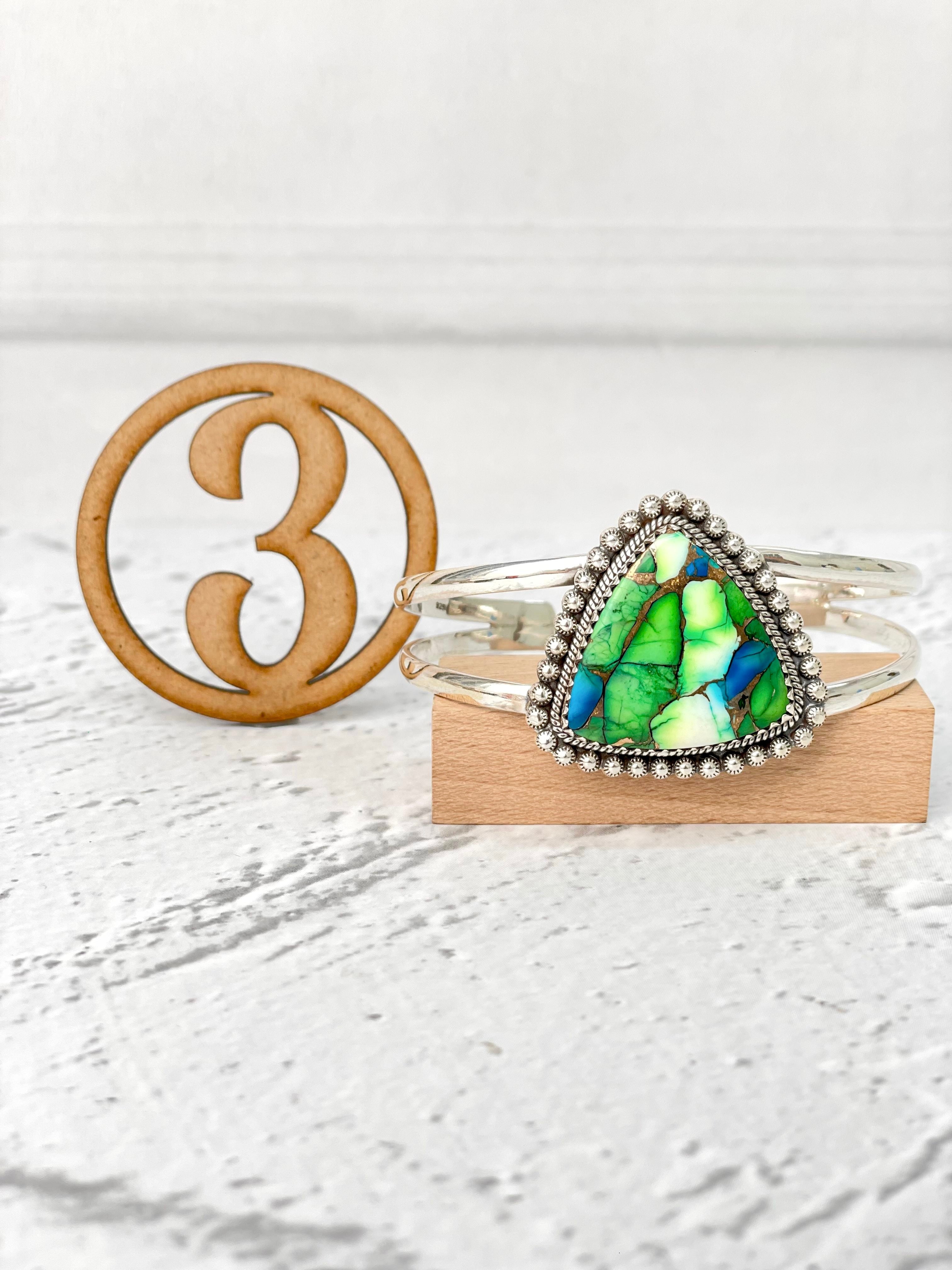 Peacock Dahlia Slab Cuff Bangles-Cuffs-Krush Kandy, Women's Online Fashion Boutique Located in Phoenix, Arizona (Scottsdale Area)