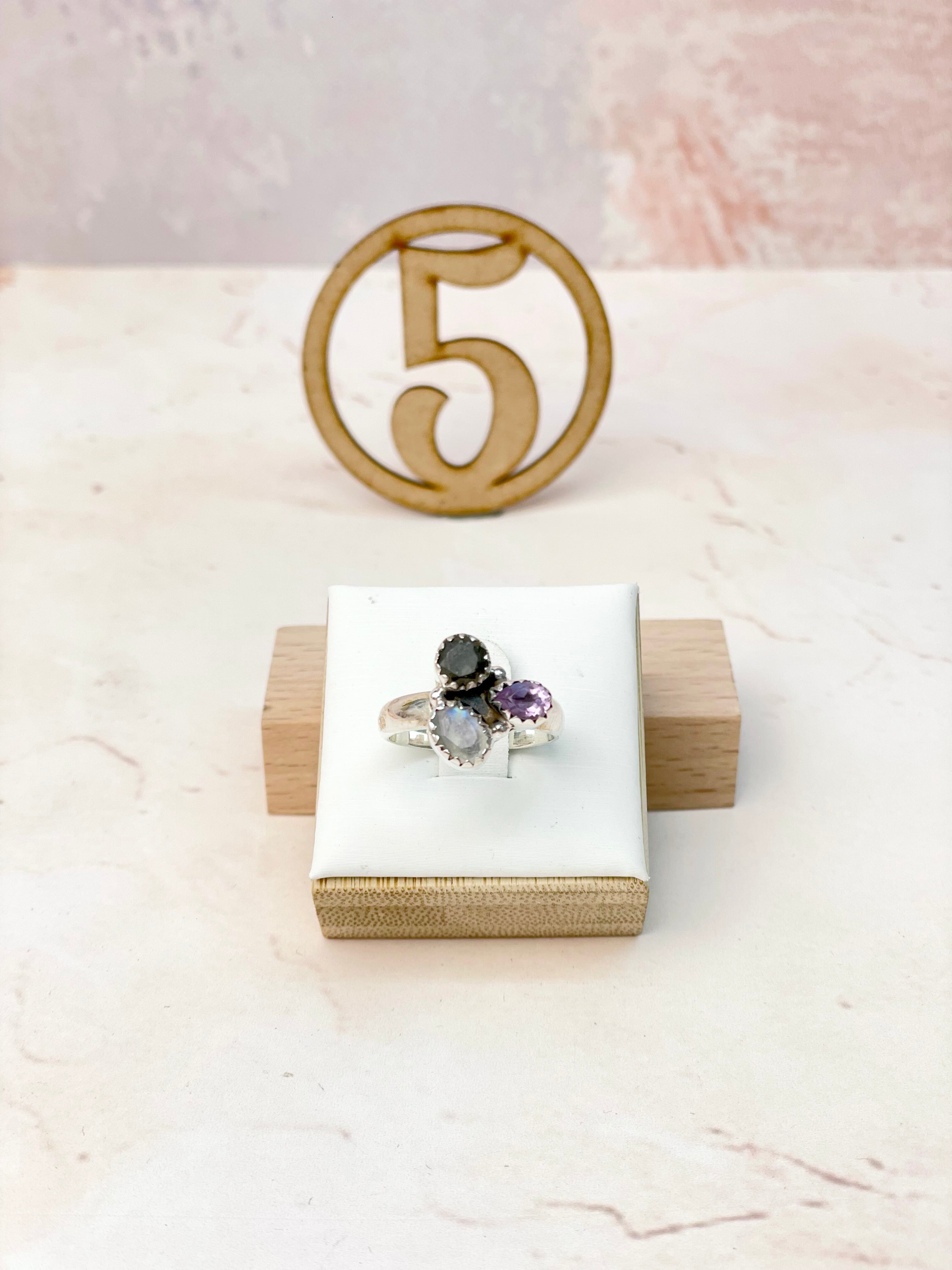 Dainty Labradorite and Moostone Rings-Rings-Krush Kandy, Women's Online Fashion Boutique Located in Phoenix, Arizona (Scottsdale Area)