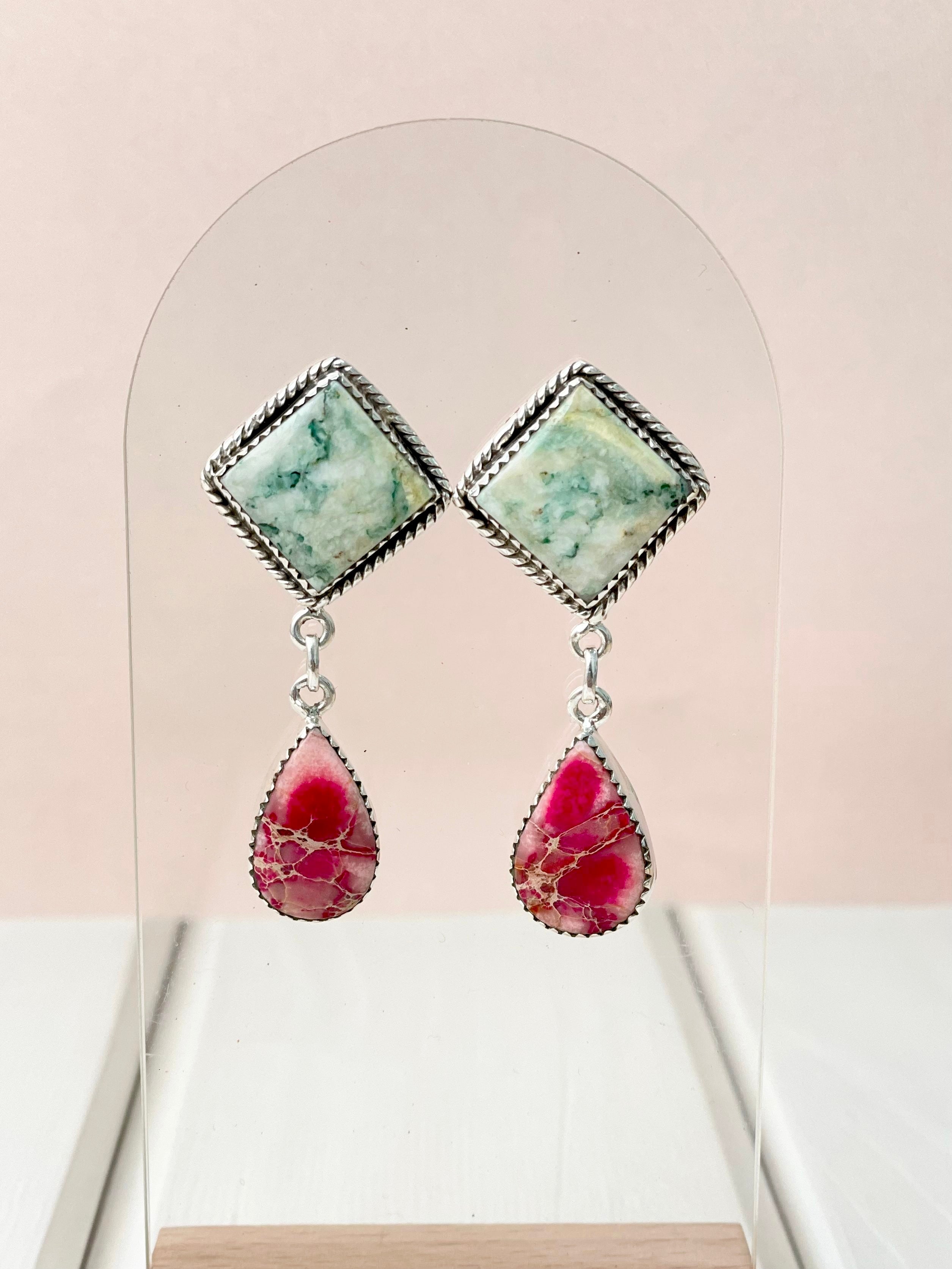 One of a Kind Desert Jasper Slab Earrings-Earrings-Krush Kandy, Women's Online Fashion Boutique Located in Phoenix, Arizona (Scottsdale Area)