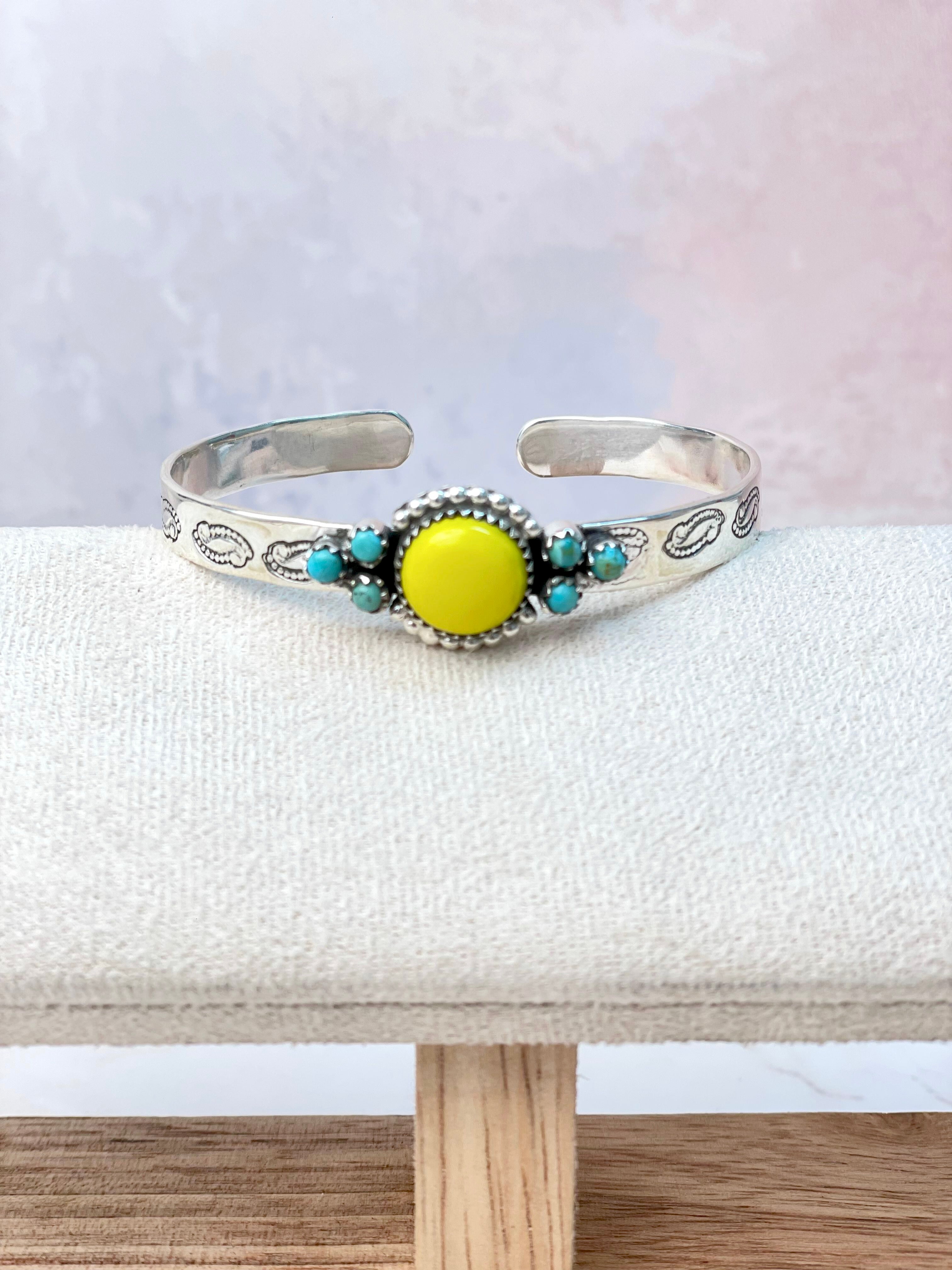 Rosarita Round Bar Turquoise Cuff-Bracelets-Krush Kandy, Women's Online Fashion Boutique Located in Phoenix, Arizona (Scottsdale Area)