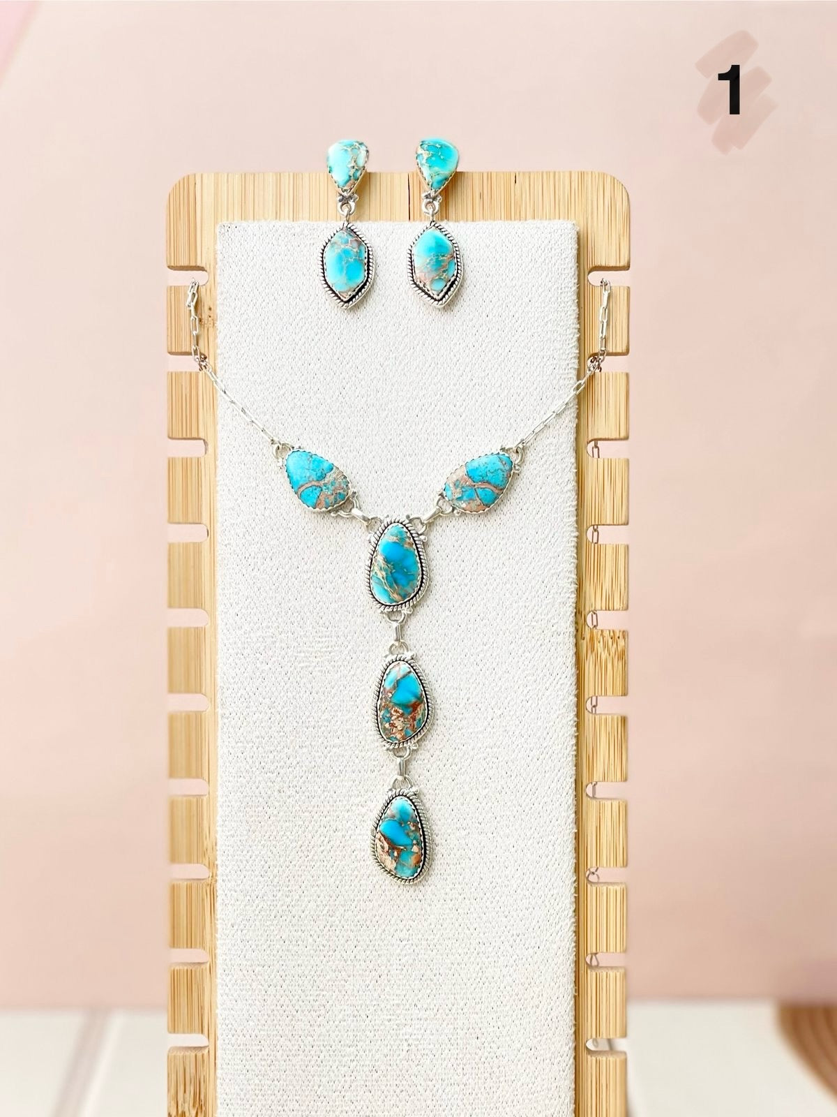 Desert Blue Jasper Necklace and Earring Set-Necklaces-Krush Kandy, Women's Online Fashion Boutique Located in Phoenix, Arizona (Scottsdale Area)