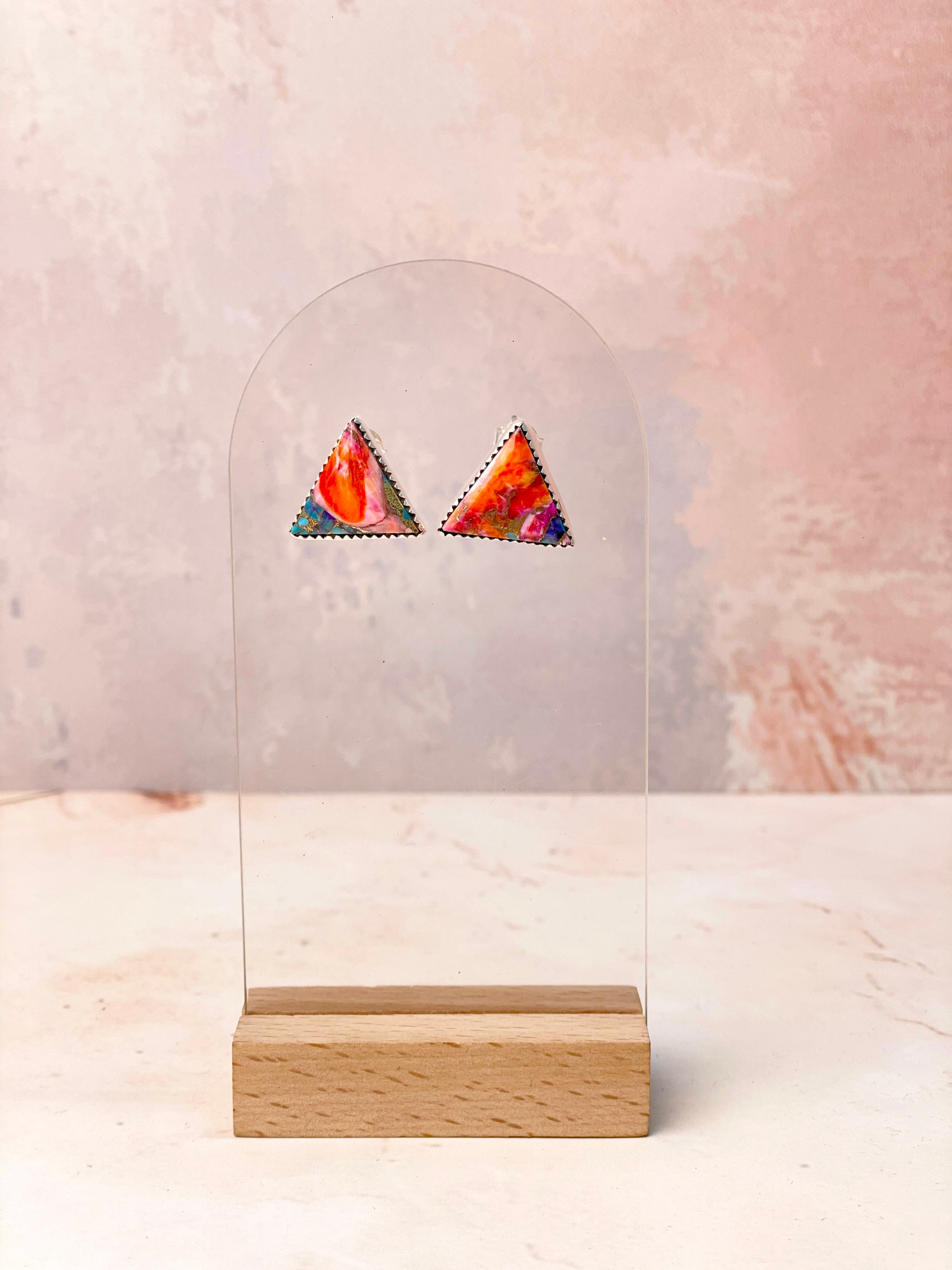 Tiffany's Triangle Single Stone Studs-Earrings-Krush Kandy, Women's Online Fashion Boutique Located in Phoenix, Arizona (Scottsdale Area)