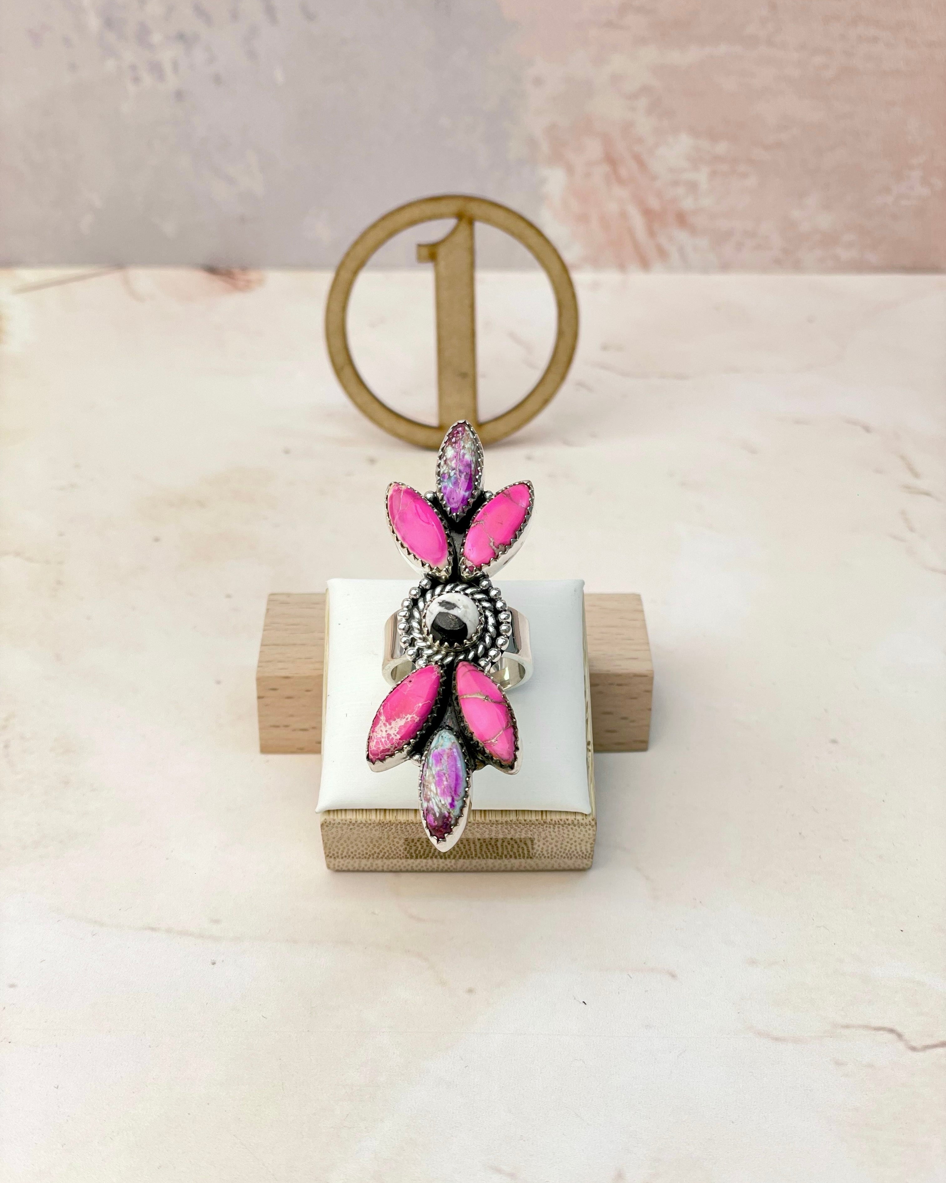 Desert Pink Jasper Petal Crawler Ring-Rings-Krush Kandy, Women's Online Fashion Boutique Located in Phoenix, Arizona (Scottsdale Area)