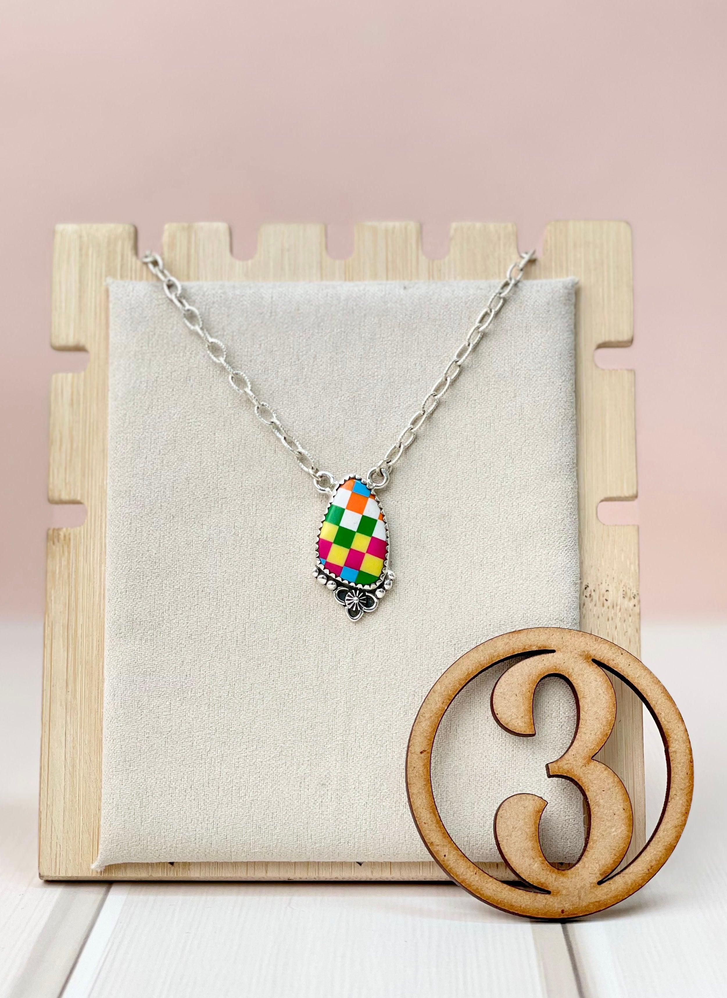 Summer Checkered Chain Pendants-Necklaces-Krush Kandy, Women's Online Fashion Boutique Located in Phoenix, Arizona (Scottsdale Area)