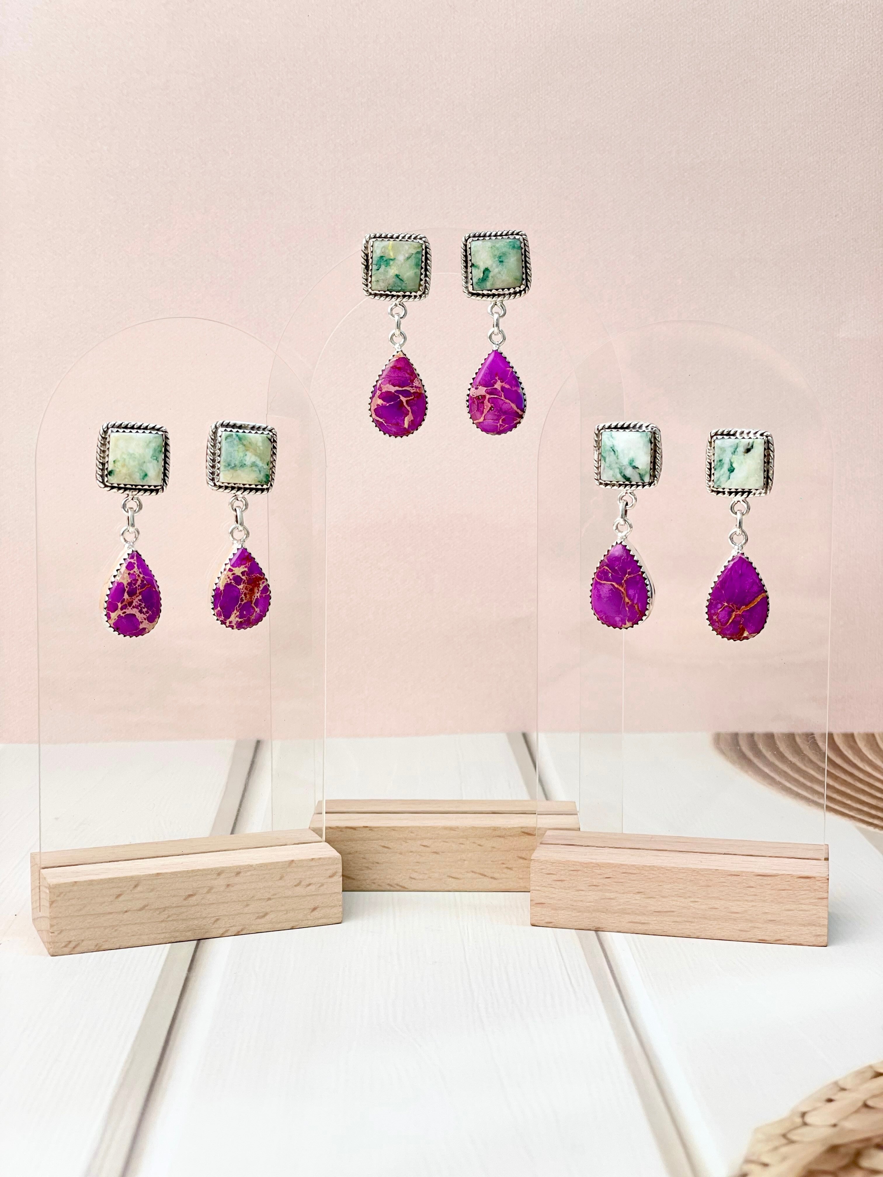 One of a Kind Desert Jasper Slab Earrings-Earrings-Krush Kandy, Women's Online Fashion Boutique Located in Phoenix, Arizona (Scottsdale Area)