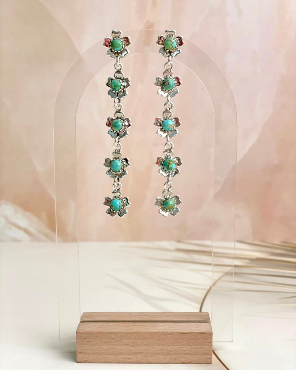 Sterling 5 Flower Dangle Studs-Earrings-Krush Kandy, Women's Online Fashion Boutique Located in Phoenix, Arizona (Scottsdale Area)