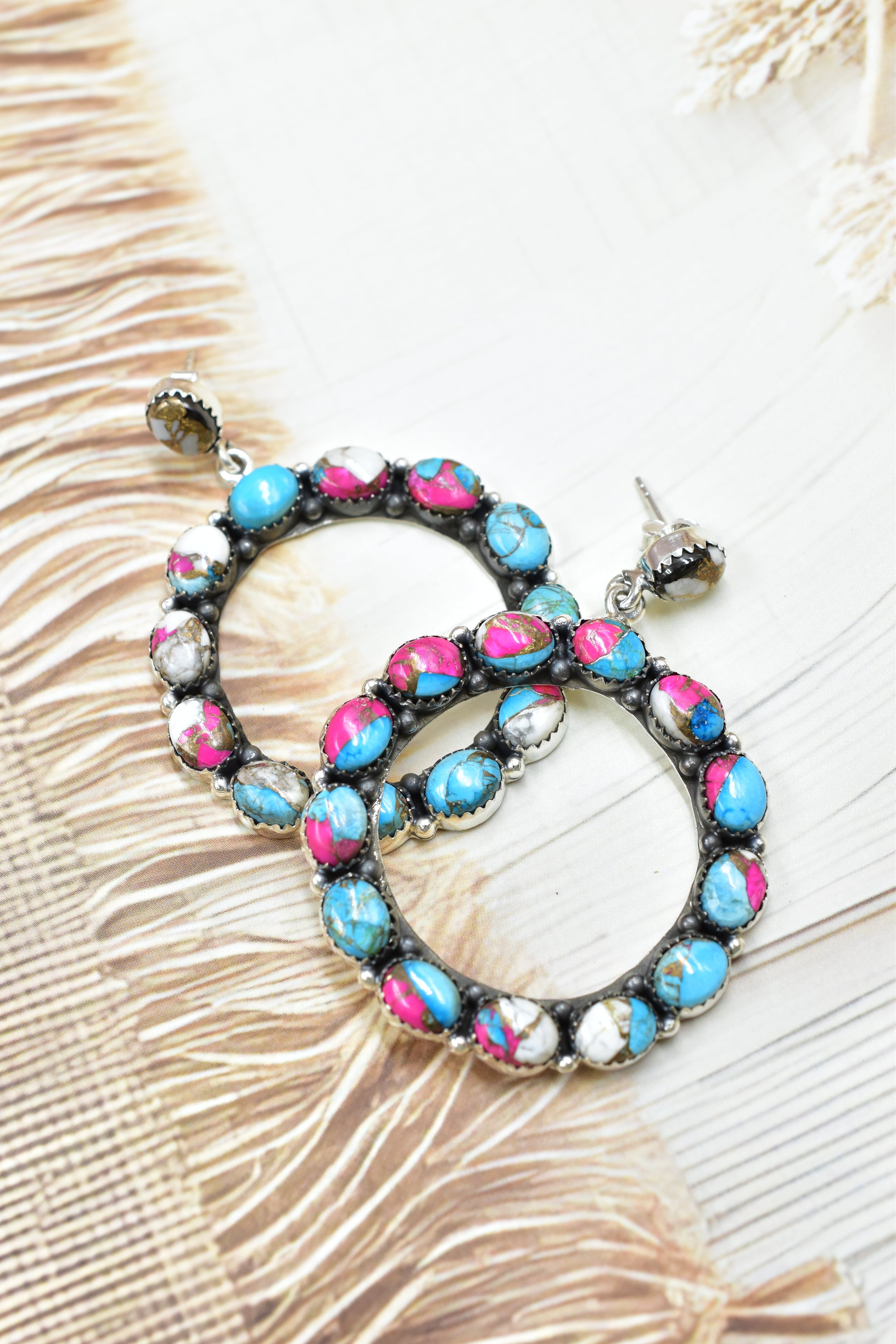 Ariana's Stone Hoop Earrings-Earrings-Krush Kandy, Women's Online Fashion Boutique Located in Phoenix, Arizona (Scottsdale Area)