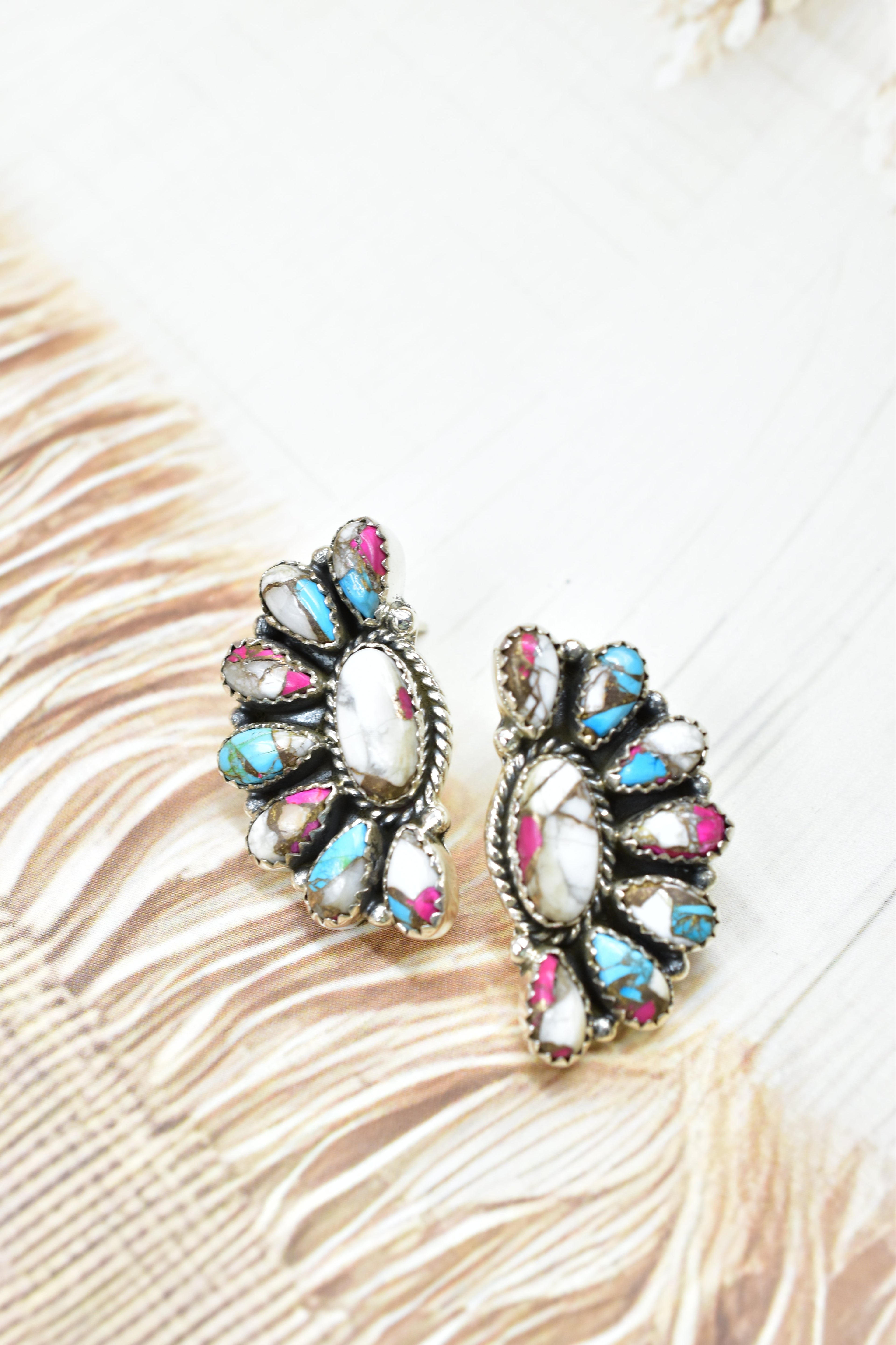 Half Cluster Kandy Stone Stud Earrings-Earrings-Krush Kandy, Women's Online Fashion Boutique Located in Phoenix, Arizona (Scottsdale Area)