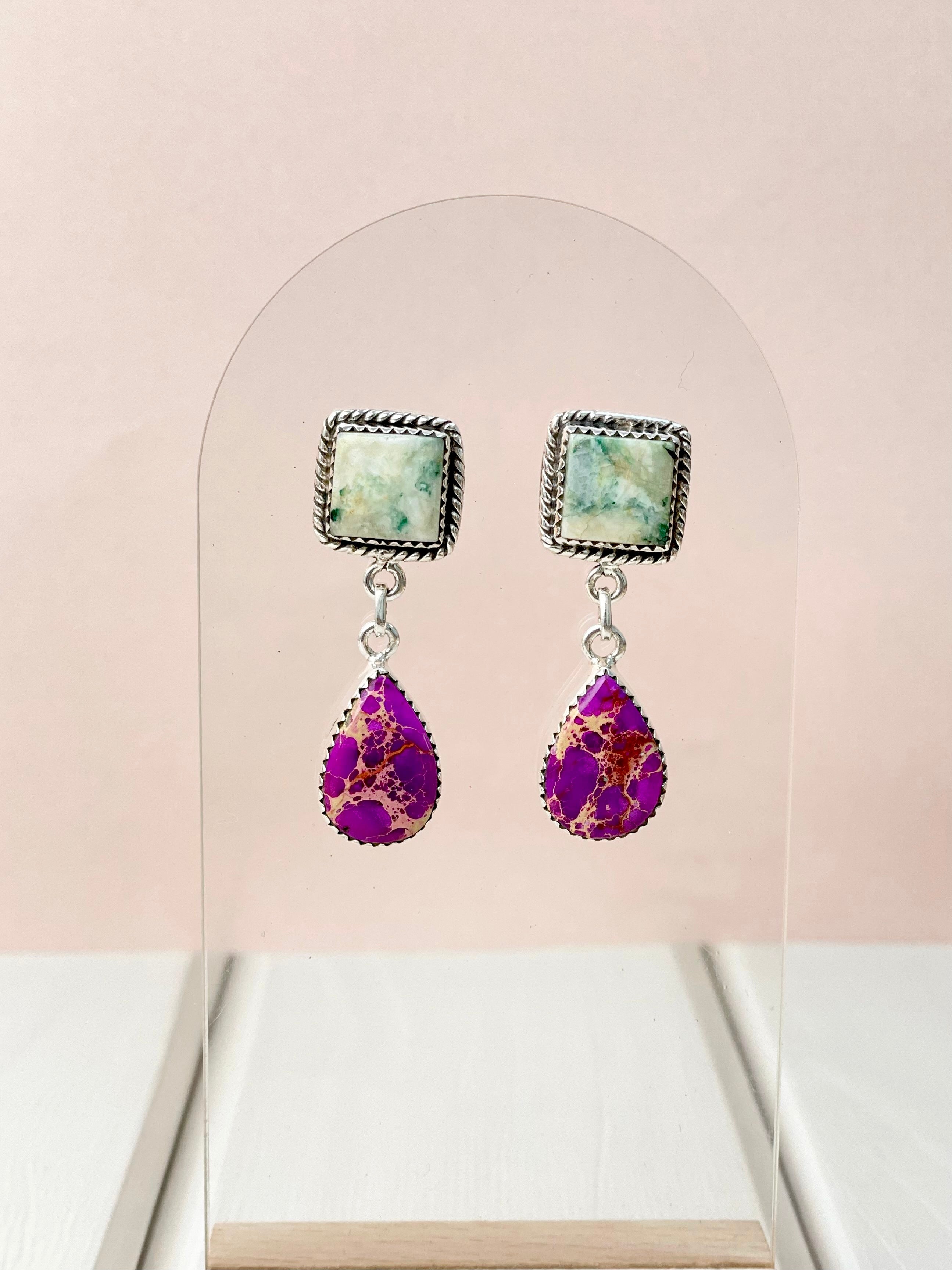 One of a Kind Desert Jasper Slab Earrings-Earrings-Krush Kandy, Women's Online Fashion Boutique Located in Phoenix, Arizona (Scottsdale Area)