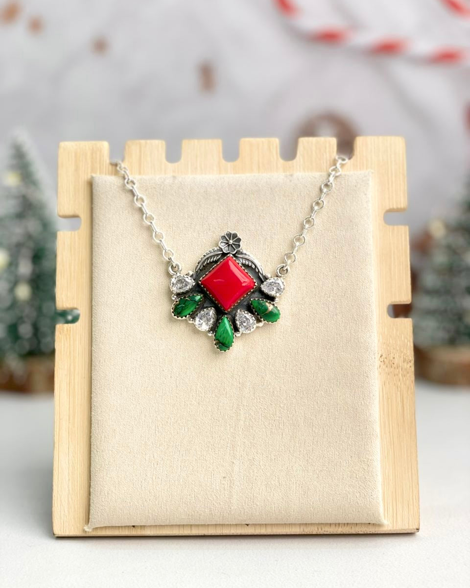 Holiday Stone Cluster Necklace-Necklaces-Krush Kandy, Women's Online Fashion Boutique Located in Phoenix, Arizona (Scottsdale Area)