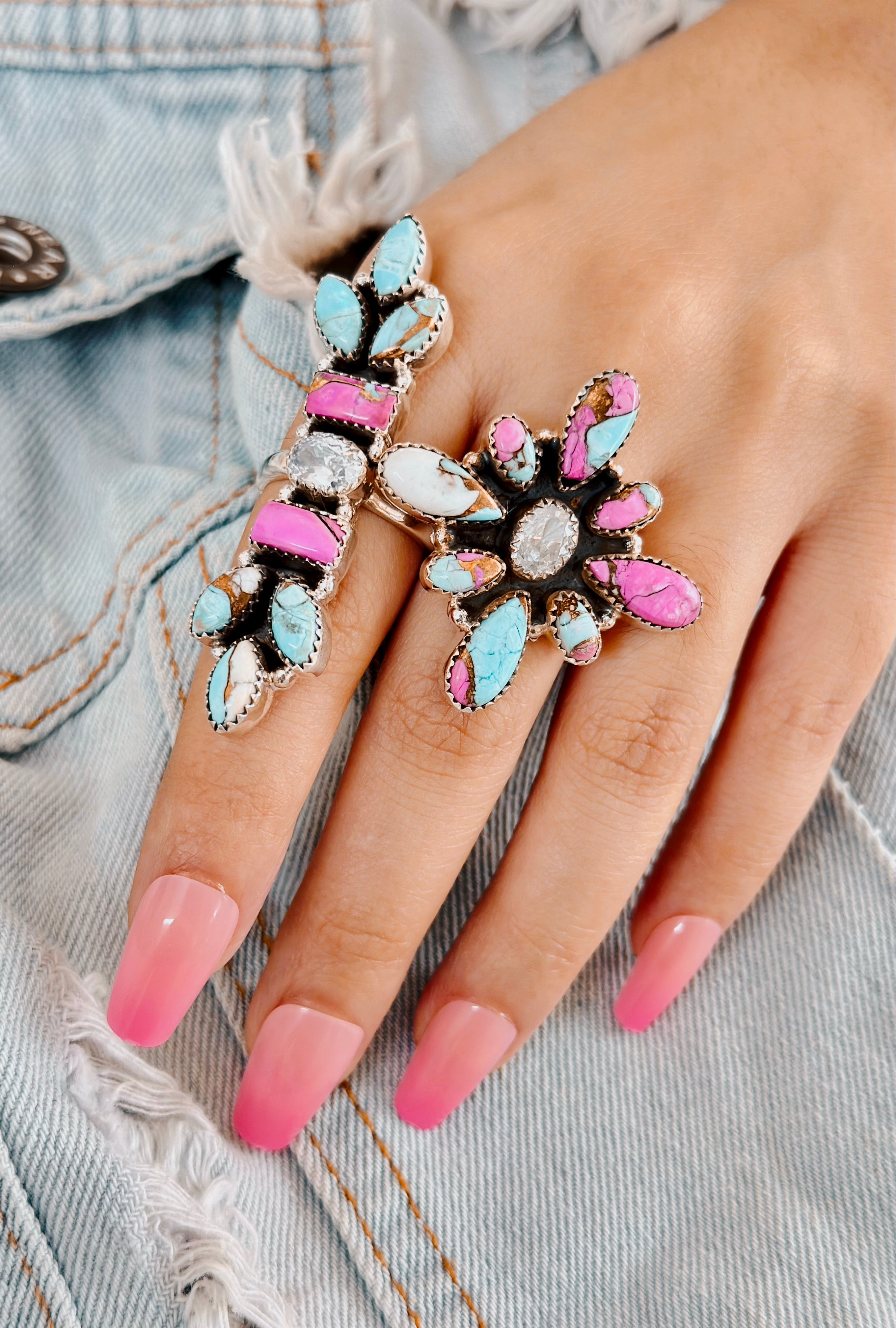 Western Boho Cotton Candy Statement Ring-Rings-Krush Kandy, Women's Online Fashion Boutique Located in Phoenix, Arizona (Scottsdale Area)