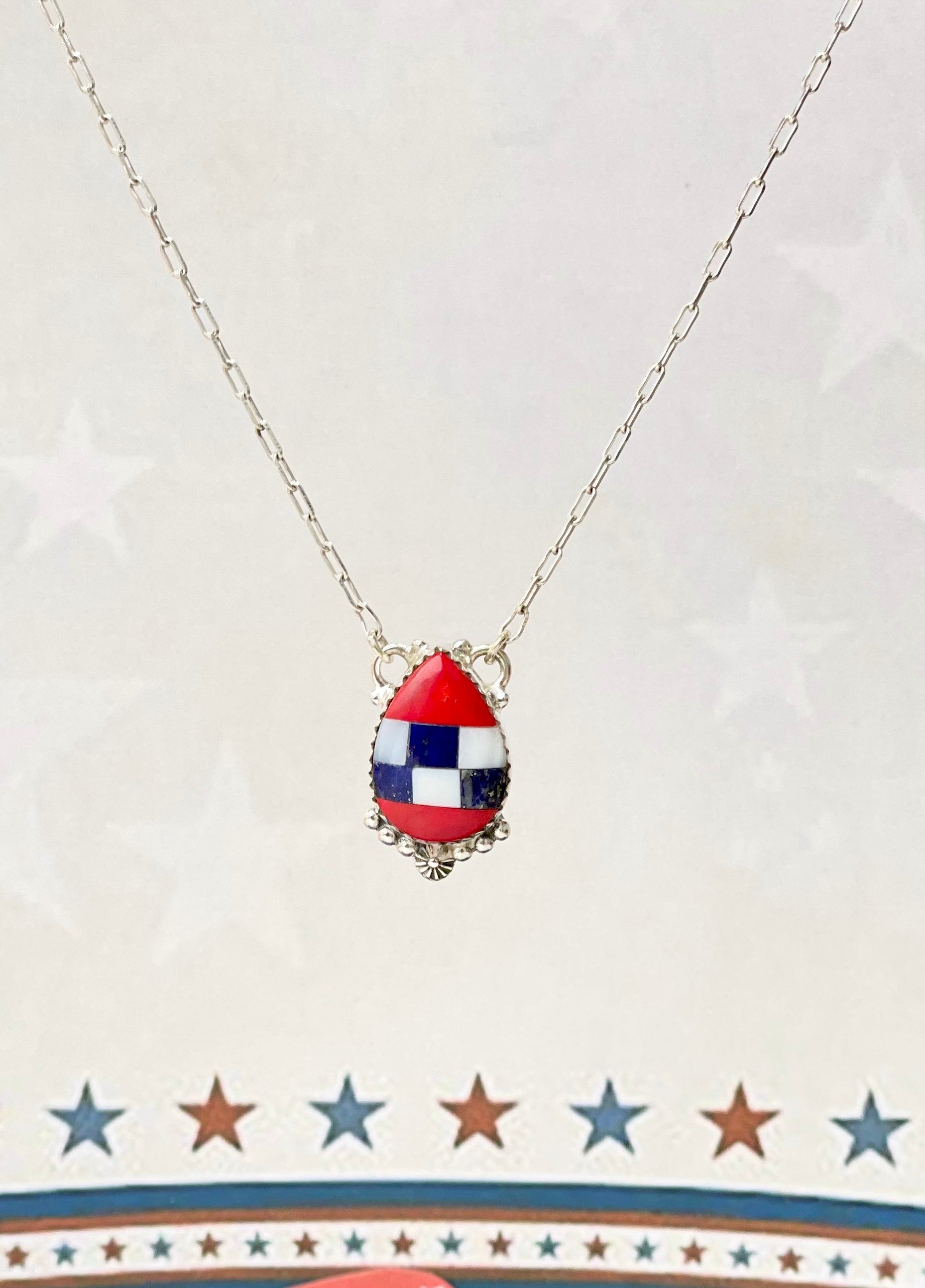 Checkered and Stripes Pear Drop Necklace-Necklaces-Krush Kandy, Women's Online Fashion Boutique Located in Phoenix, Arizona (Scottsdale Area)