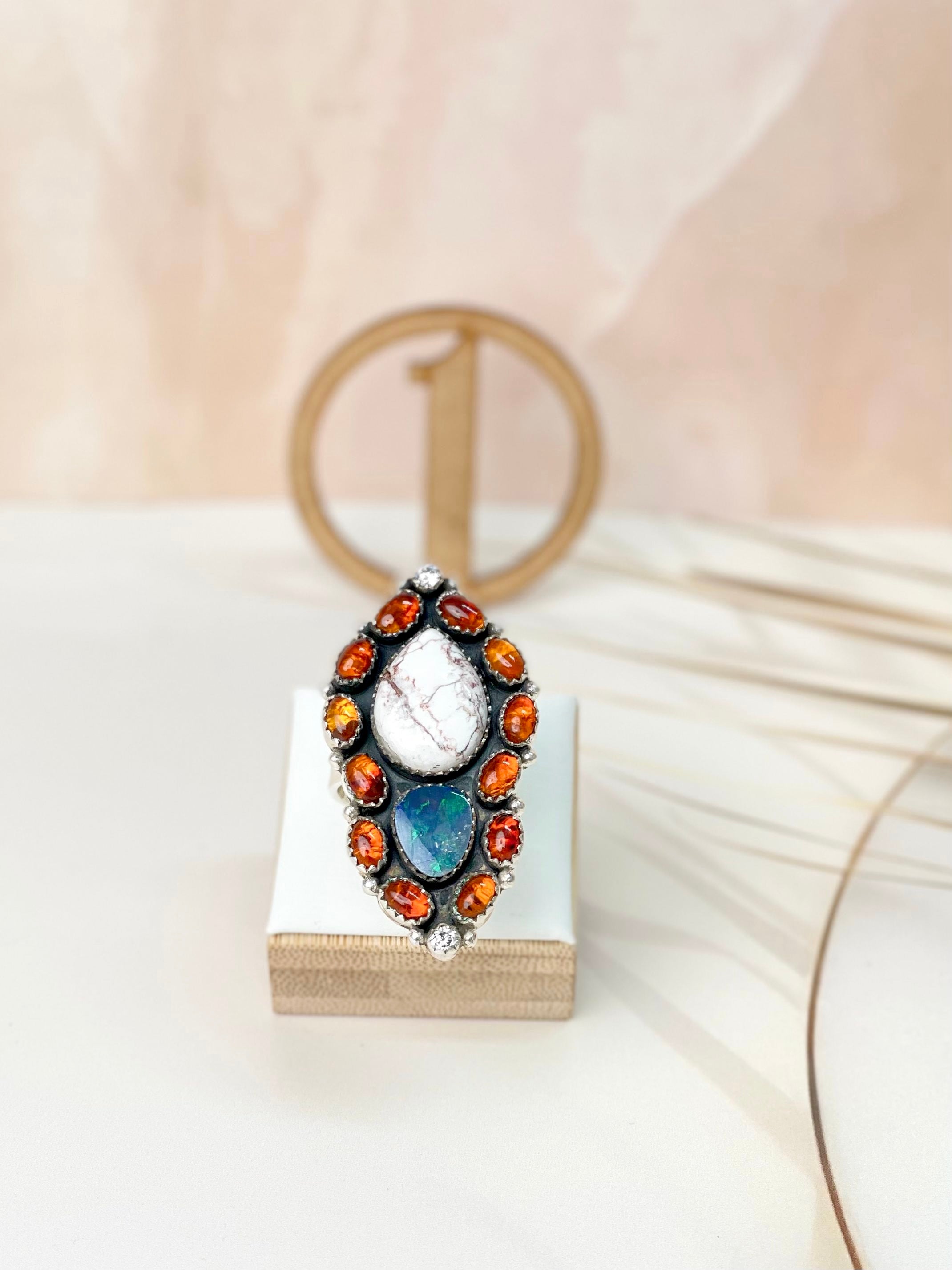 Australian Opal, Amber & Wild Horse Mixed Rings 25-Rings-Krush Kandy, Women's Online Fashion Boutique Located in Phoenix, Arizona (Scottsdale Area)