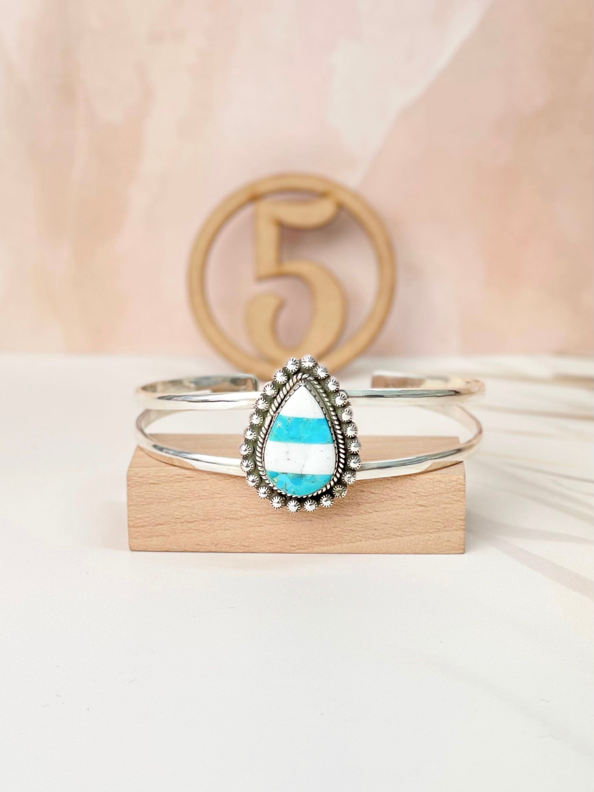 White Buffalo & Turquoise Slab Cuffs Bno. 8-Bracelets-Krush Kandy, Women's Online Fashion Boutique Located in Phoenix, Arizona (Scottsdale Area)