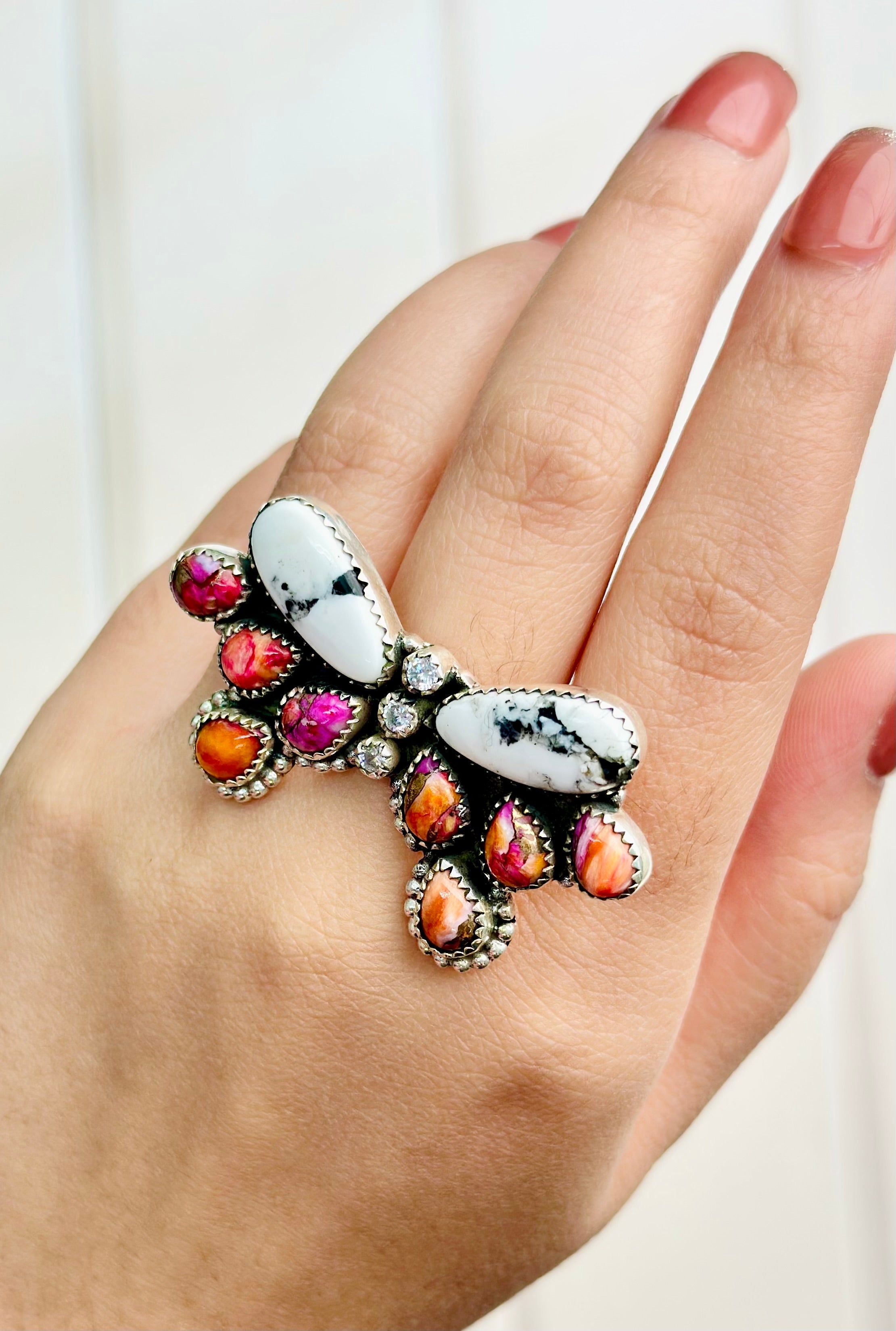 White Buffalo & Pink Dahlia Ruffled Bow Set-Necklaces-Krush Kandy, Women's Online Fashion Boutique Located in Phoenix, Arizona (Scottsdale Area)