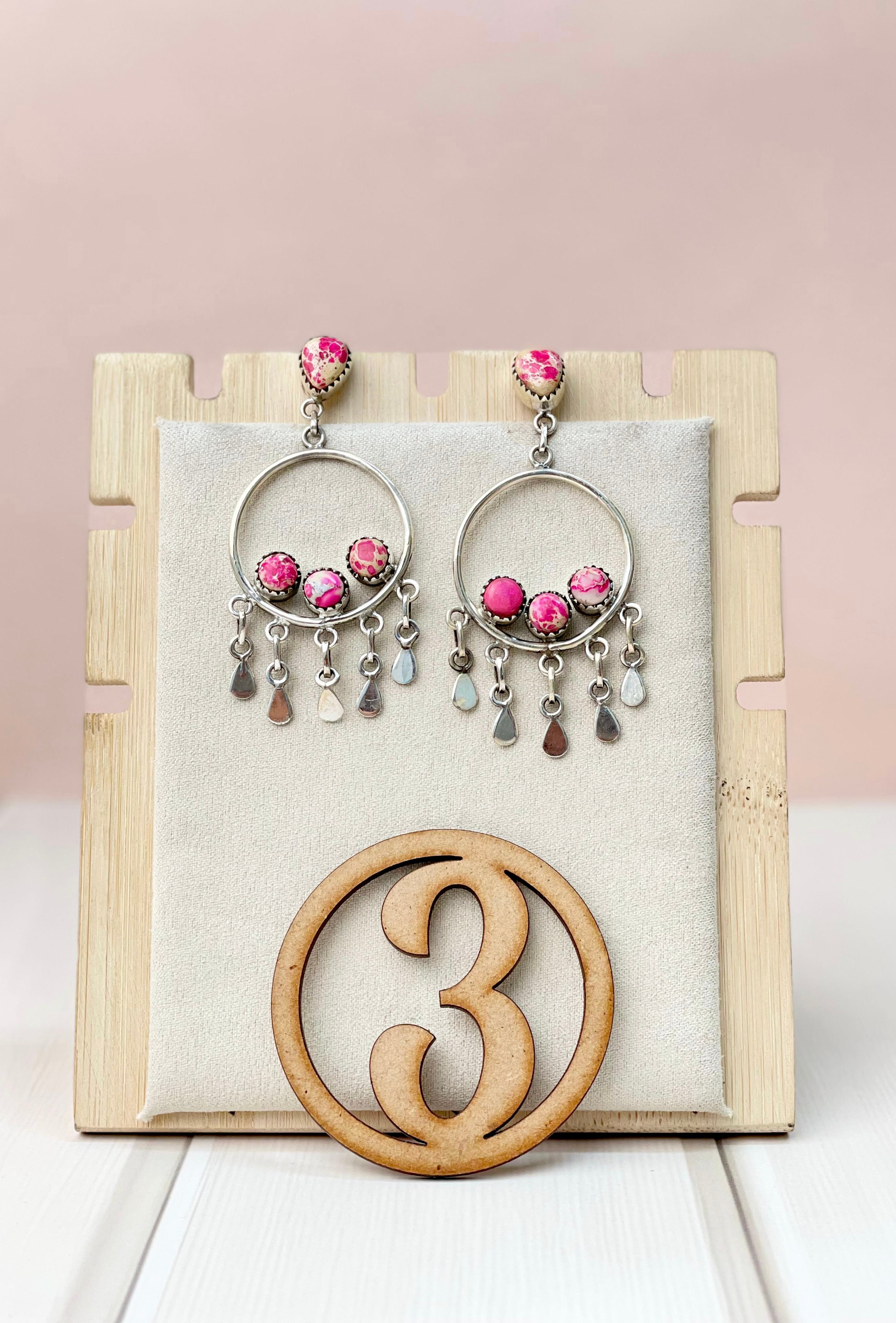 Desert Jasper Boho Fringe Hoops-Earrings-Krush Kandy, Women's Online Fashion Boutique Located in Phoenix, Arizona (Scottsdale Area)