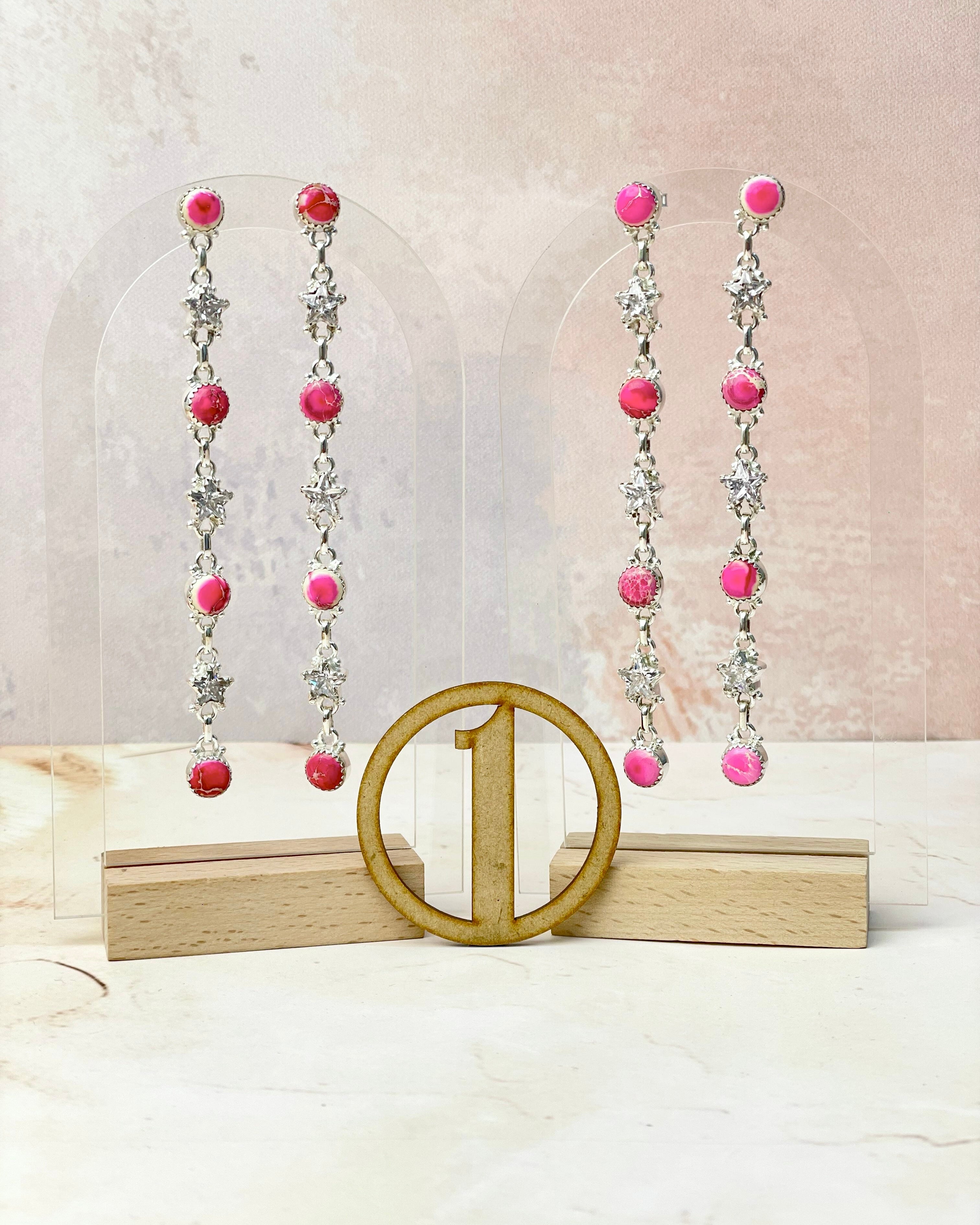 Desert Jasper and Star Cz Earrings-Earrings-Krush Kandy, Women's Online Fashion Boutique Located in Phoenix, Arizona (Scottsdale Area)