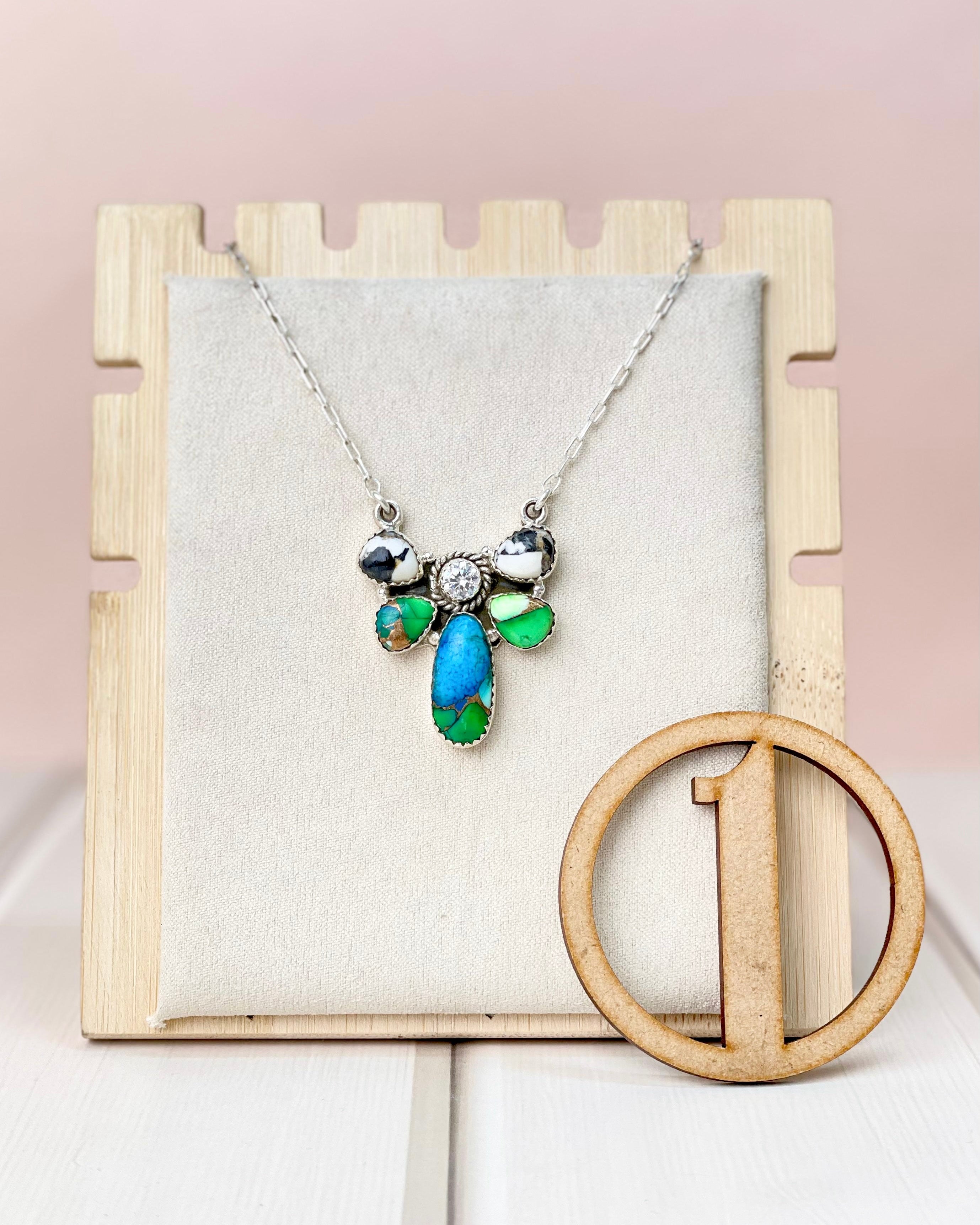 Peacock Dahlia One of a Kind Necklace-Necklaces-Krush Kandy, Women's Online Fashion Boutique Located in Phoenix, Arizona (Scottsdale Area)