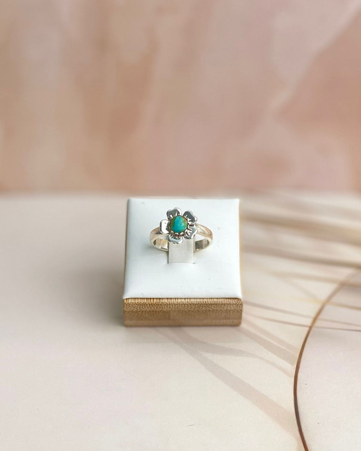 Delicate Sterling Turquoise Flower Rings-Rings-Krush Kandy, Women's Online Fashion Boutique Located in Phoenix, Arizona (Scottsdale Area)