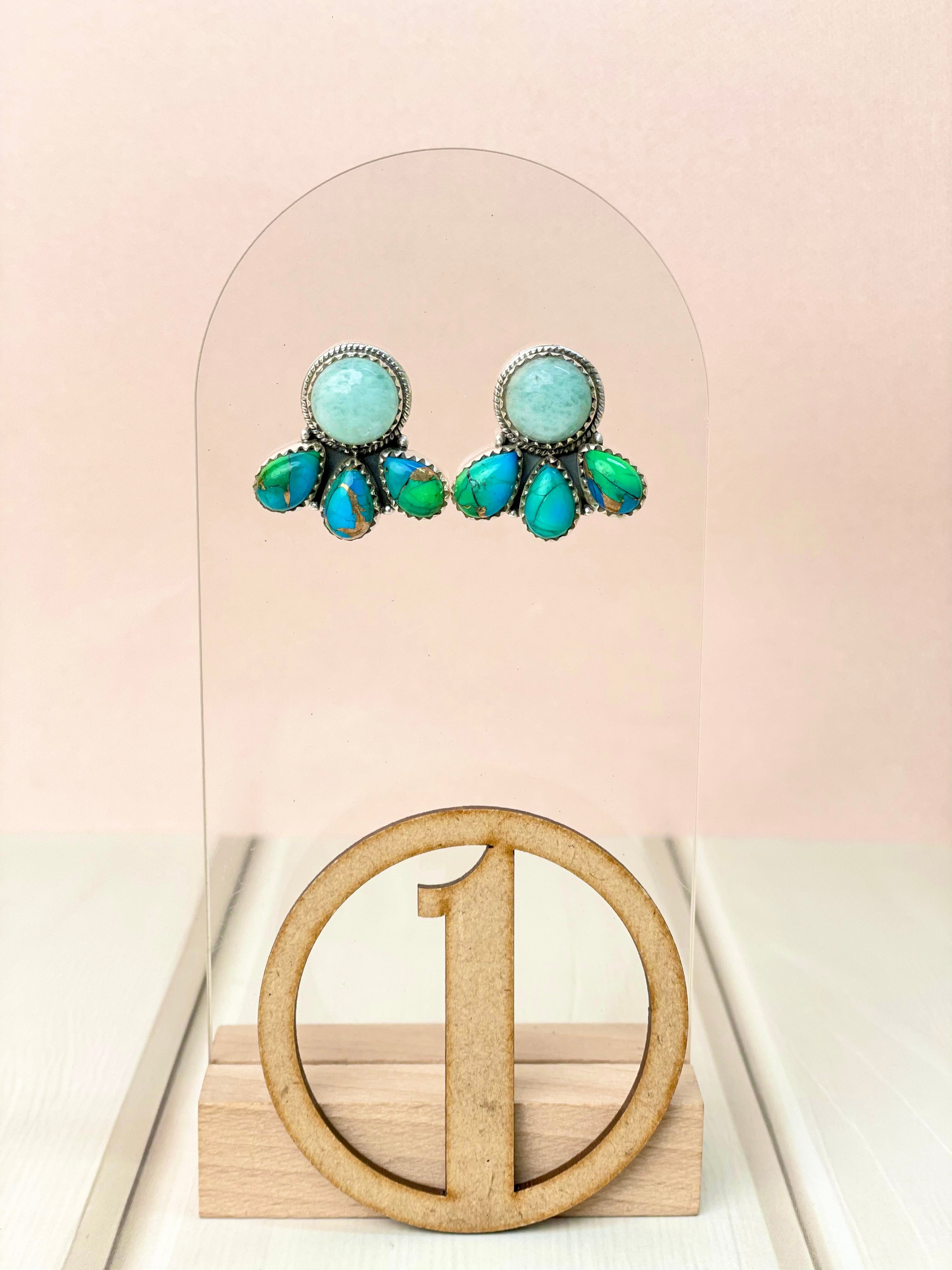 Vibrant Soul Peacock Dahlia Earrings-Earrings-Krush Kandy, Women's Online Fashion Boutique Located in Phoenix, Arizona (Scottsdale Area)