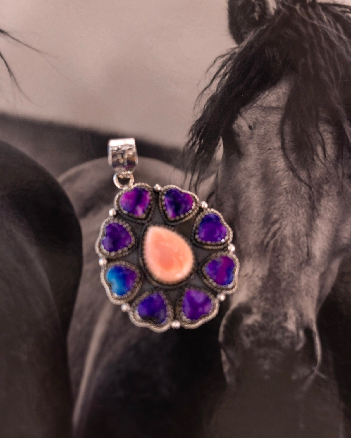 Elite Baddie Purple Royale Pink Teardrop Flower Pendant.jpeg