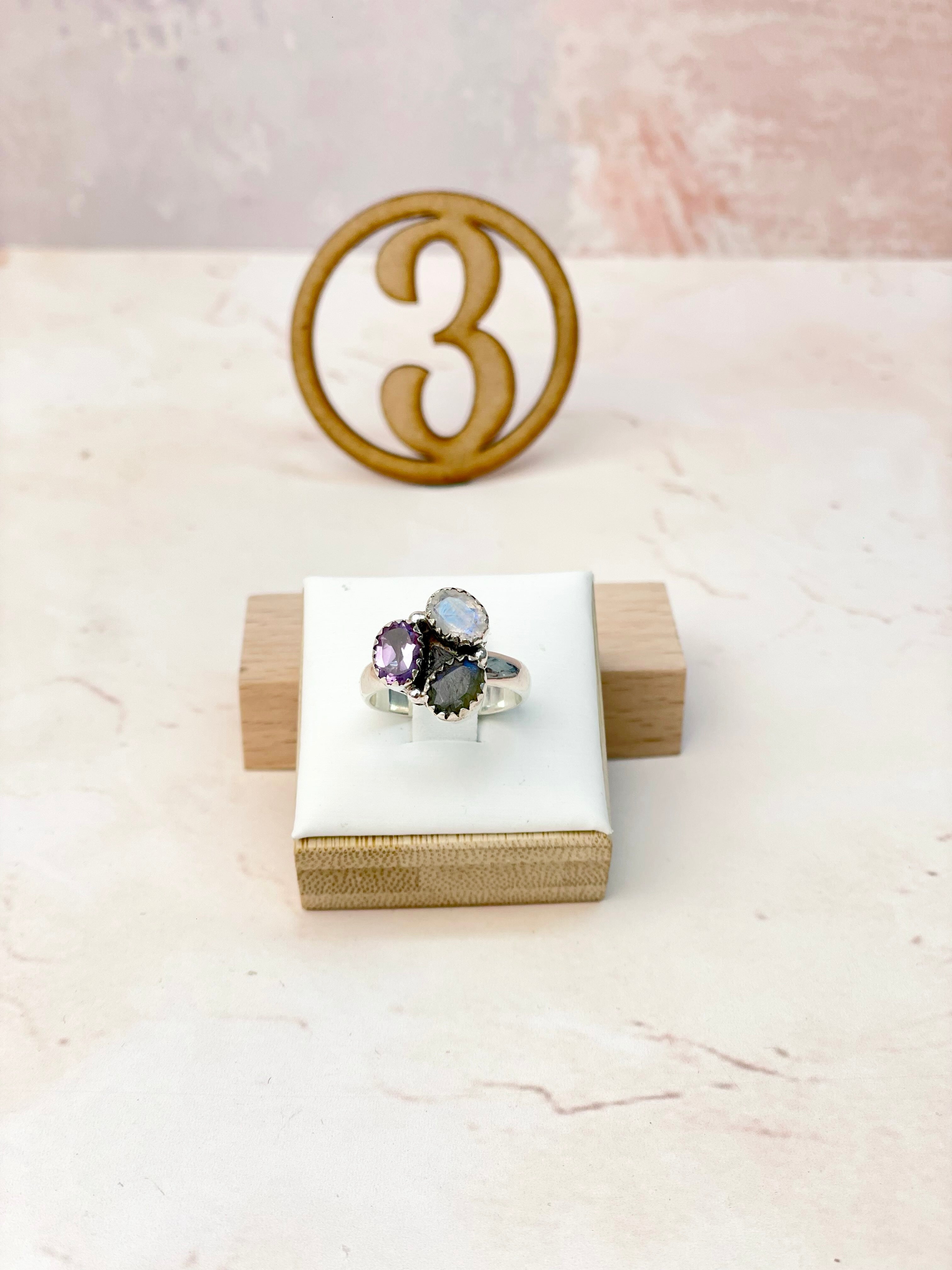 Dainty Labradorite and Moostone Rings-Rings-Krush Kandy, Women's Online Fashion Boutique Located in Phoenix, Arizona (Scottsdale Area)