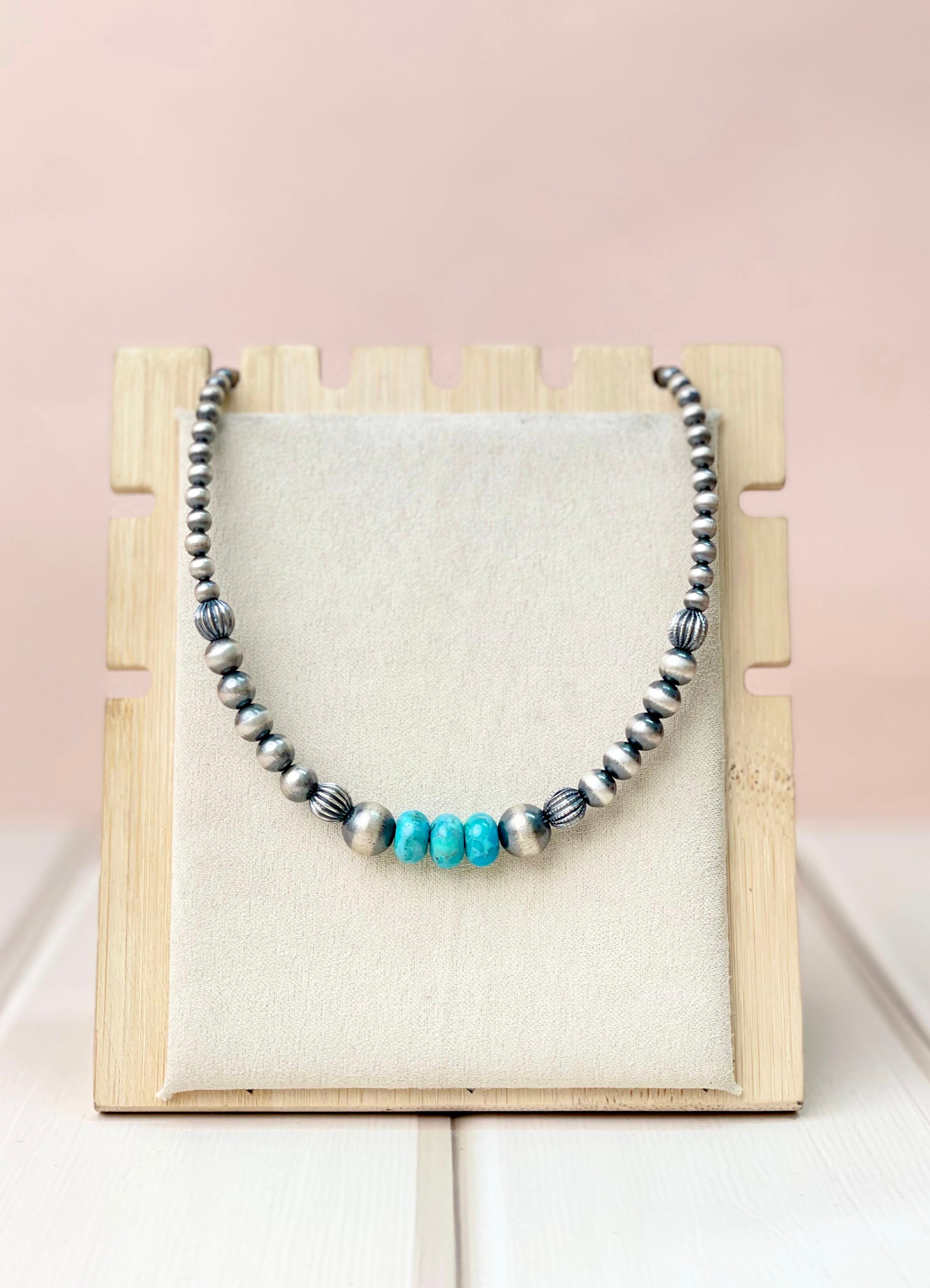 Sage Sky Turquoise & Desert Pearl Necklace-Necklaces-Krush Kandy, Women's Online Fashion Boutique Located in Phoenix, Arizona (Scottsdale Area)