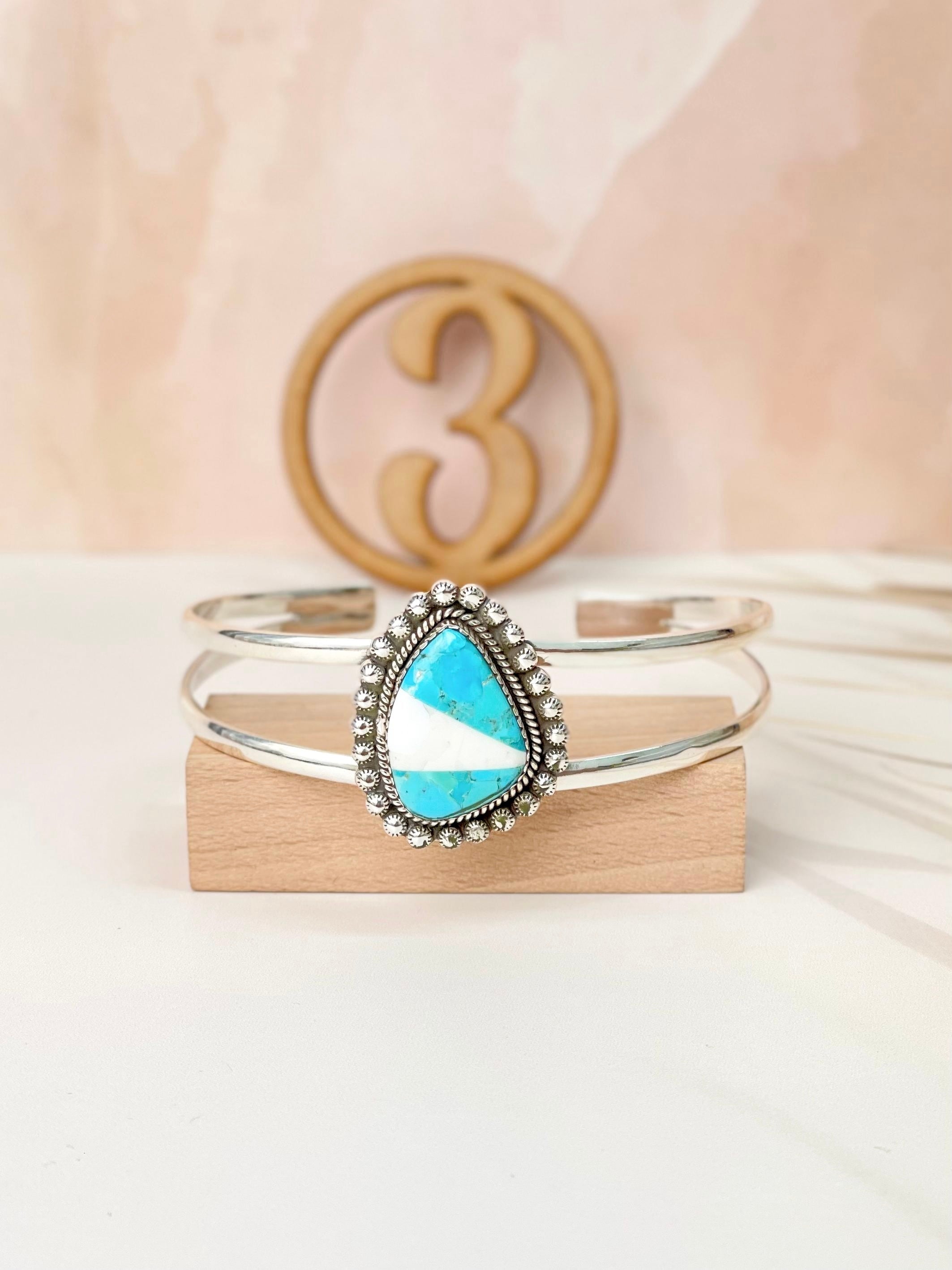 White Buffalo & Turquoise Slab Cuffs Bno. 8-Bracelets-Krush Kandy, Women's Online Fashion Boutique Located in Phoenix, Arizona (Scottsdale Area)