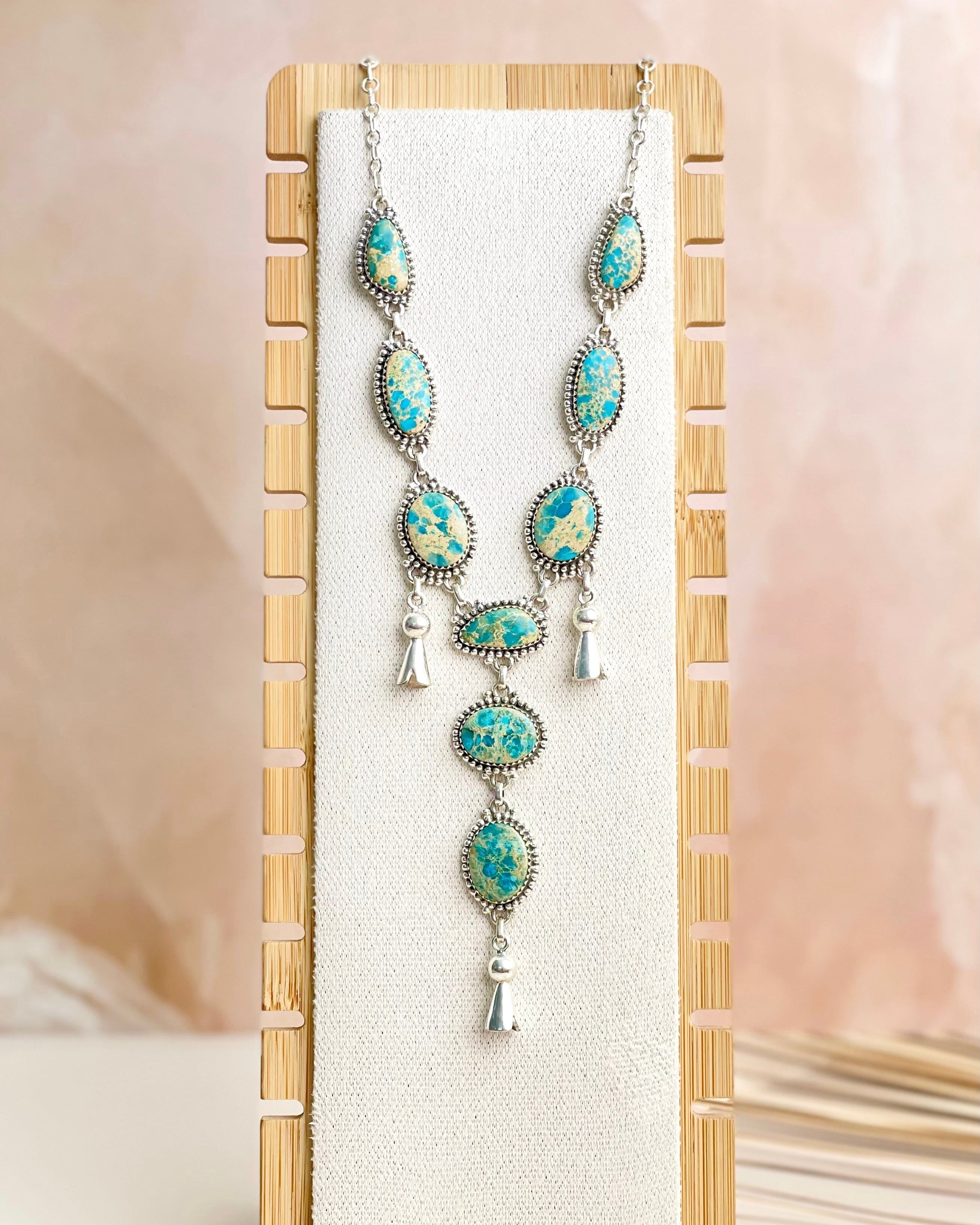 Sea Sediment Jasper Blossom Lariat Necklace-Necklaces-Krush Kandy, Women's Online Fashion Boutique Located in Phoenix, Arizona (Scottsdale Area)