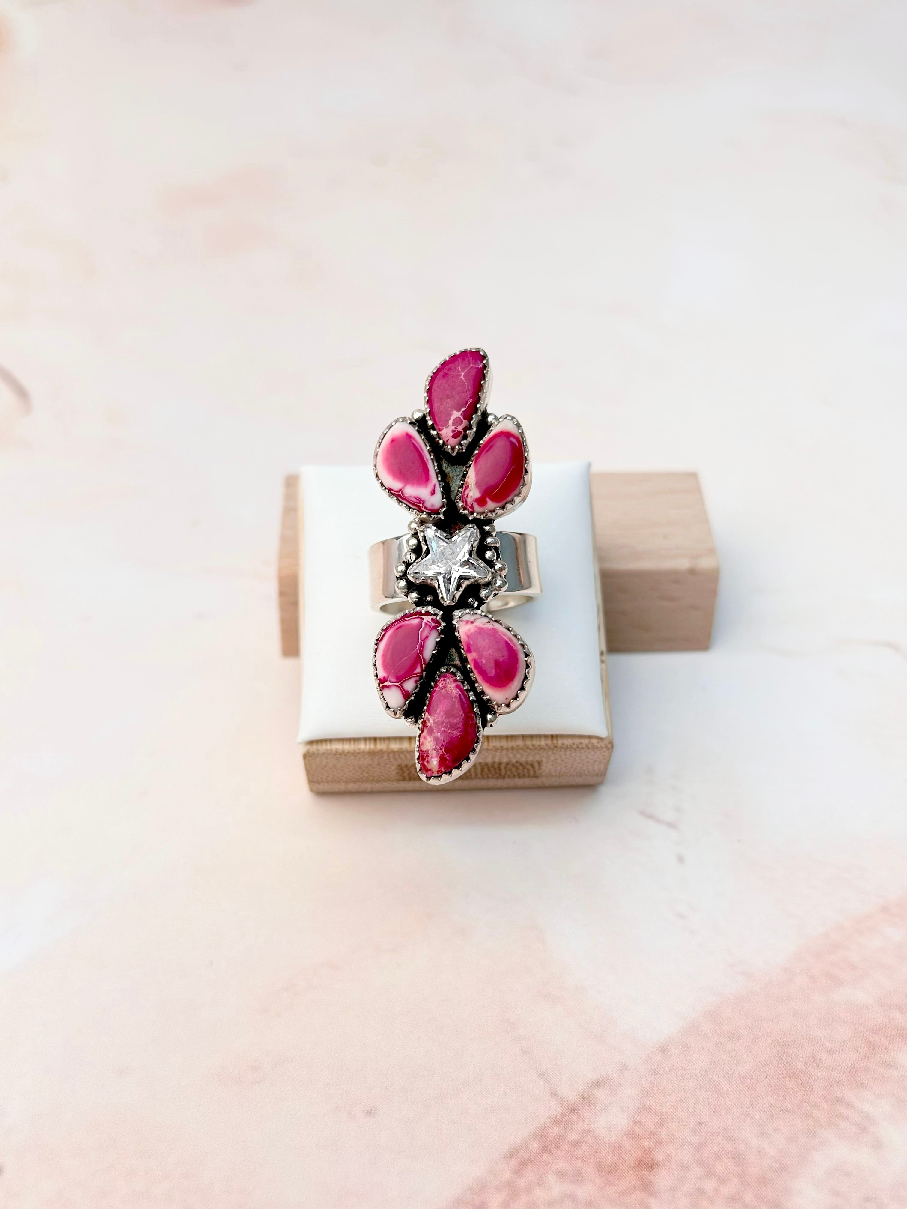 Desert Jasper Petal & Star Crawler Ring-Rings-Krush Kandy, Women's Online Fashion Boutique Located in Phoenix, Arizona (Scottsdale Area)