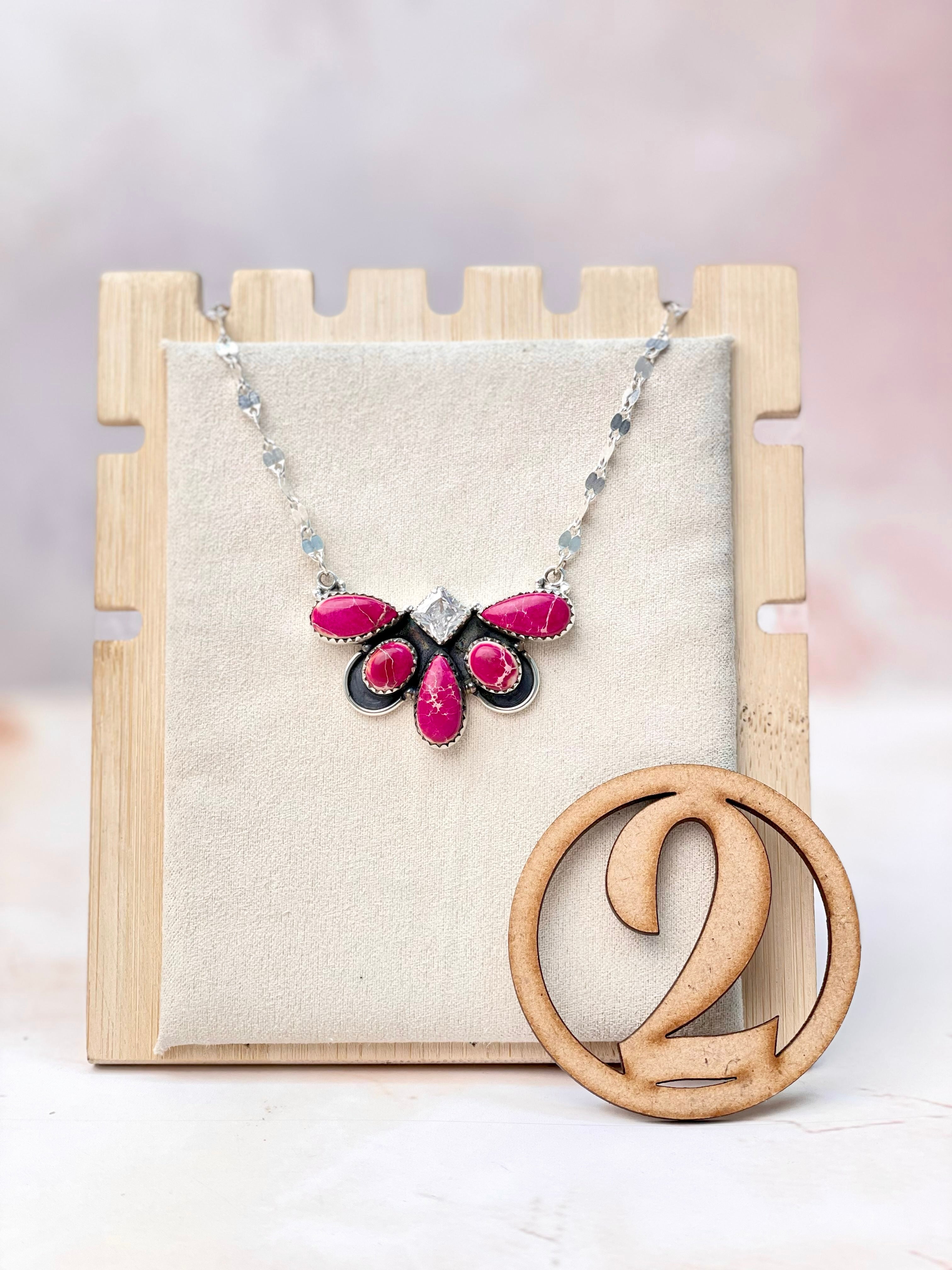 Desert Jasper Half Flower Necklace-Necklaces-Krush Kandy, Women's Online Fashion Boutique Located in Phoenix, Arizona (Scottsdale Area)