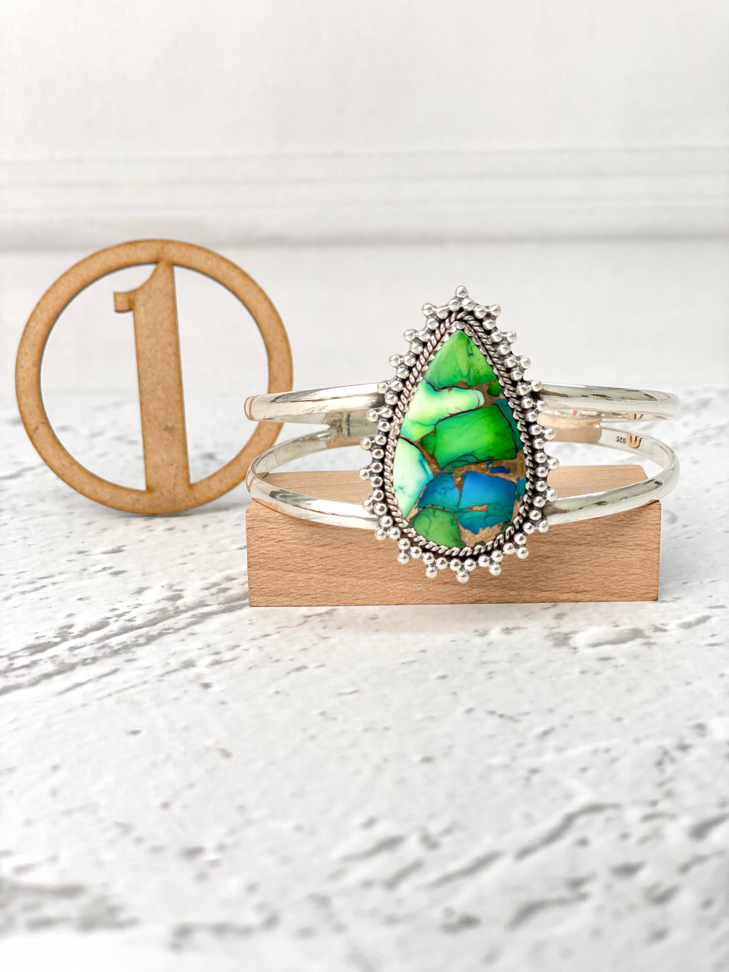 Peacock Dahlia Slab Cuff Bangles-Cuffs-Krush Kandy, Women's Online Fashion Boutique Located in Phoenix, Arizona (Scottsdale Area)