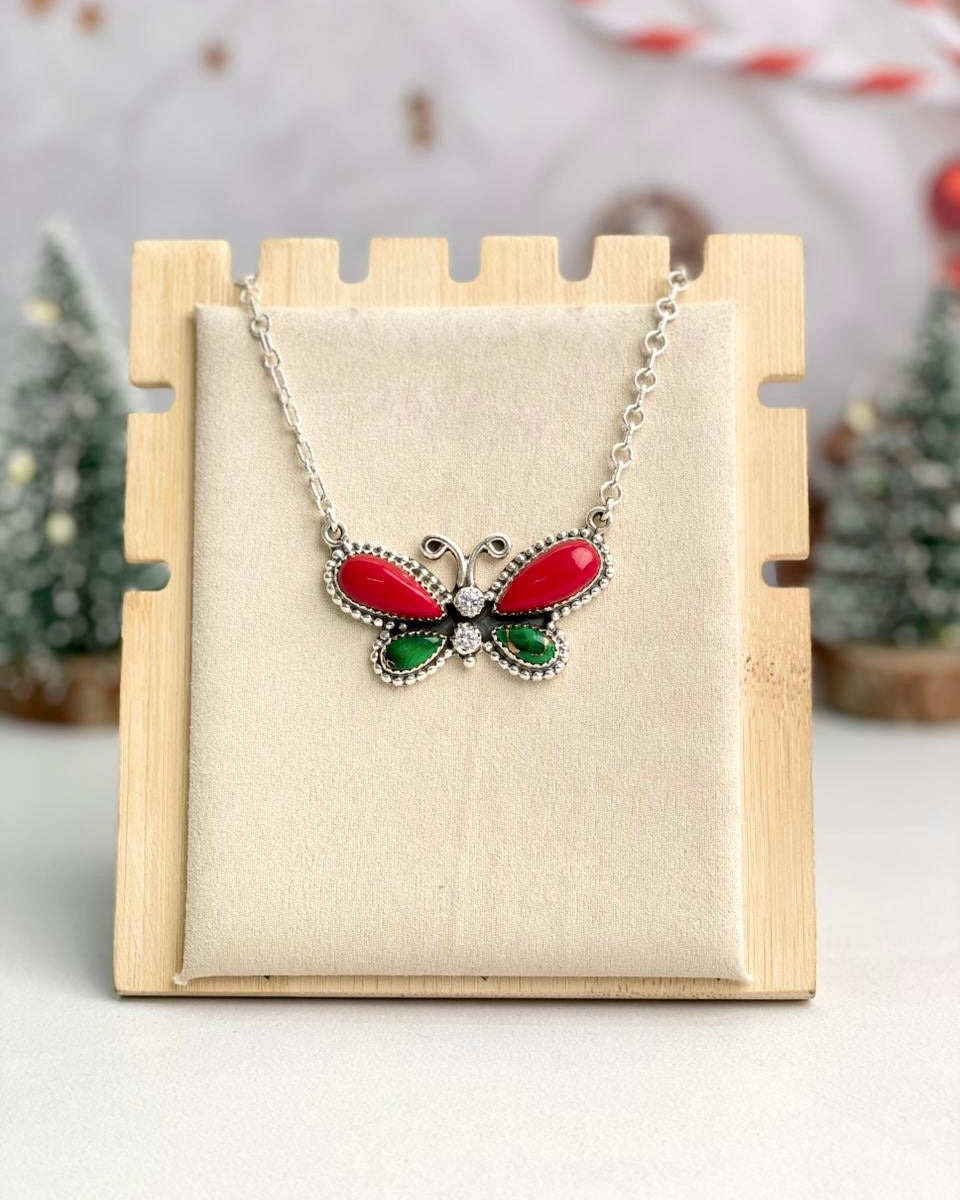 Holiday Butterfly Stone Necklace-Necklaces-Krush Kandy, Women's Online Fashion Boutique Located in Phoenix, Arizona (Scottsdale Area)