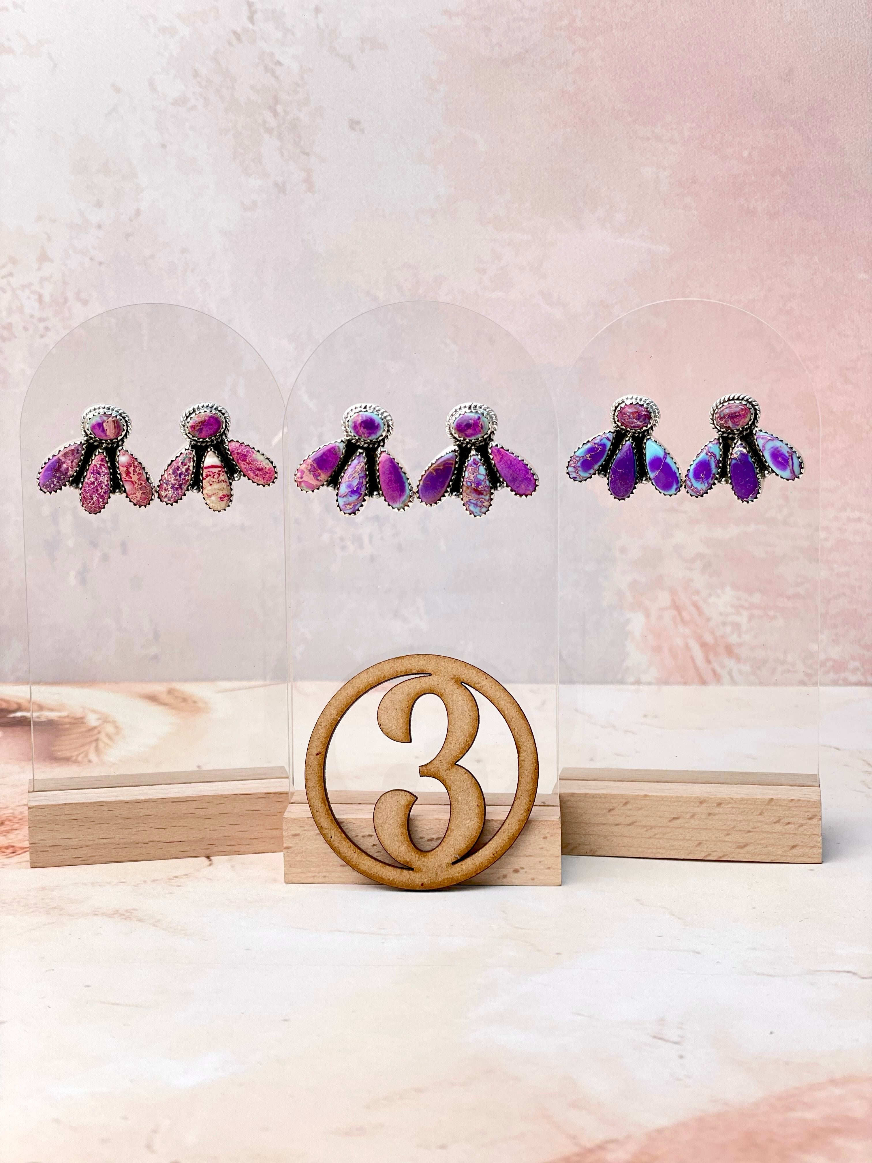 Desert Jasper Three Petal Studs-Earrings-Krush Kandy, Women's Online Fashion Boutique Located in Phoenix, Arizona (Scottsdale Area)