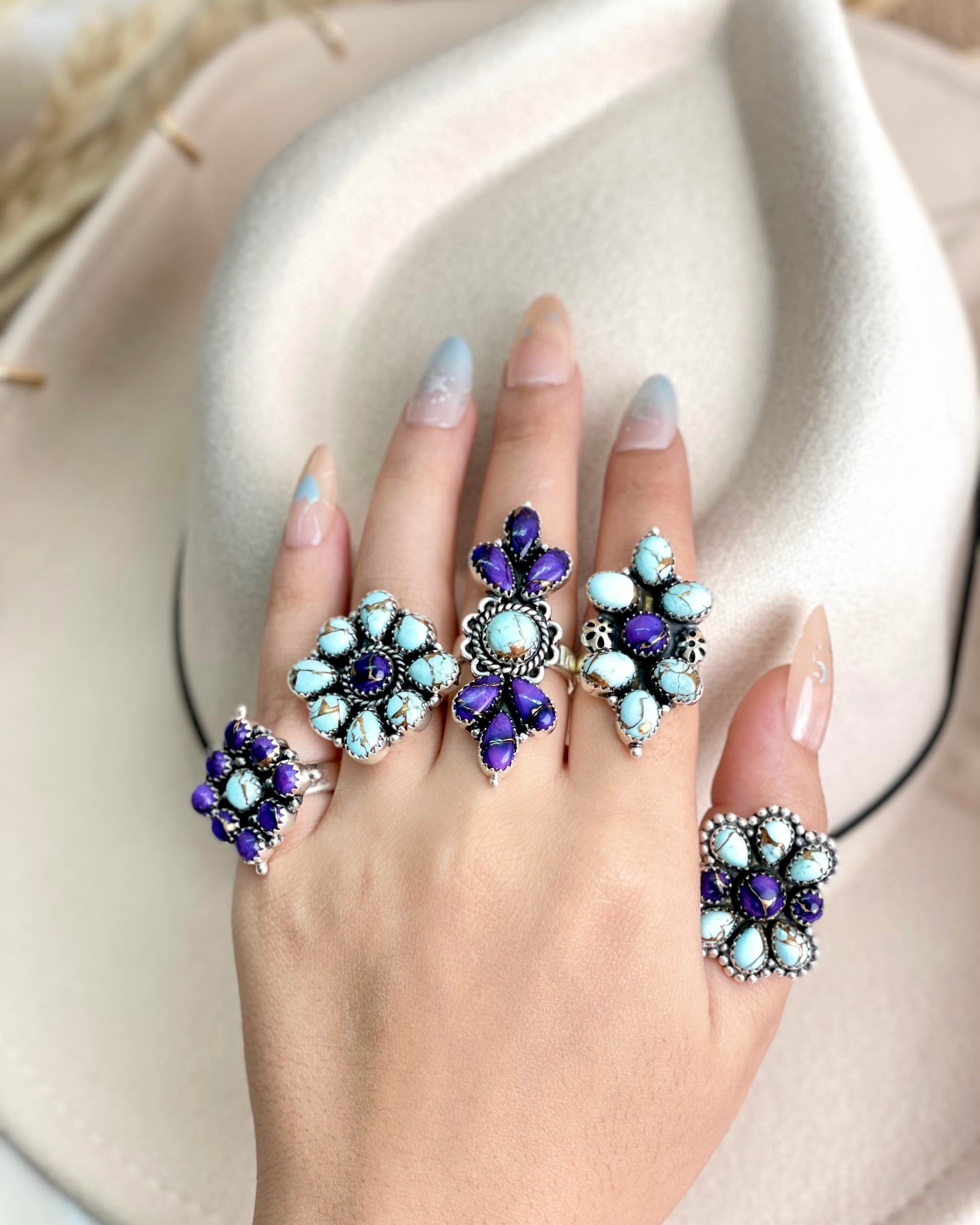 Perfect Touch Multi Dahlia Ring Clusters-Rings-Krush Kandy, Women's Online Fashion Boutique Located in Phoenix, Arizona (Scottsdale Area)