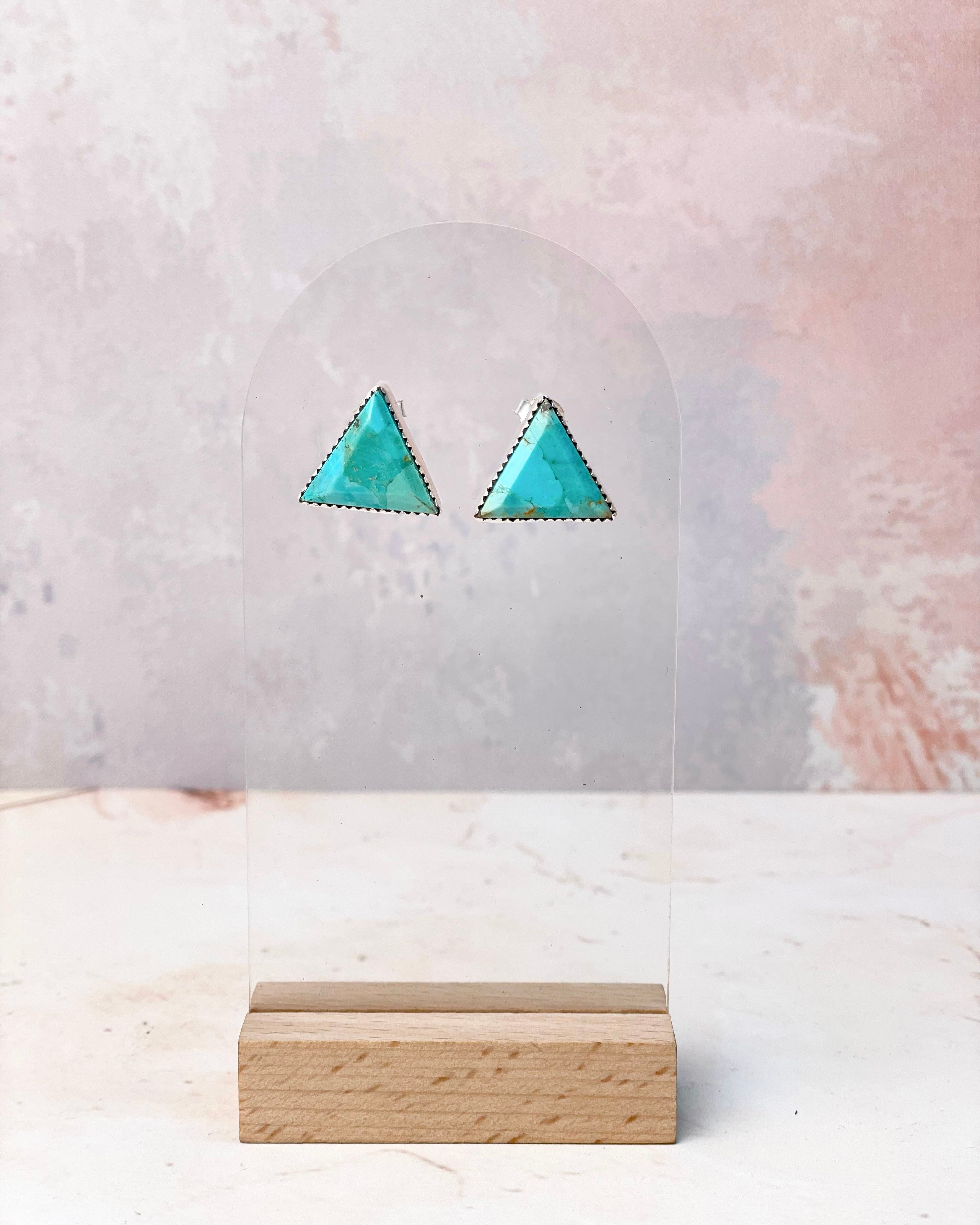Tiffany's Triangle Single Stone Studs-Earrings-Krush Kandy, Women's Online Fashion Boutique Located in Phoenix, Arizona (Scottsdale Area)