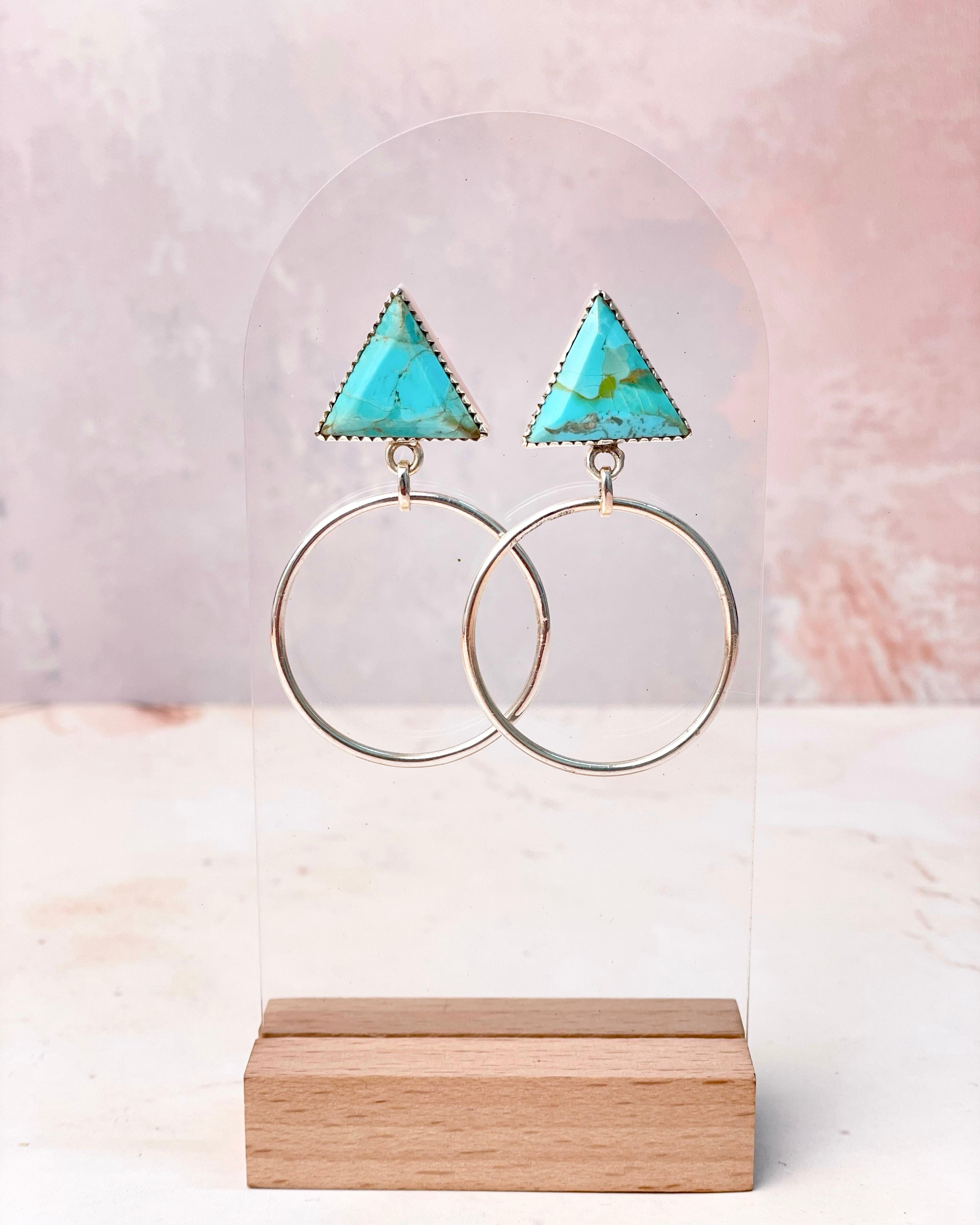 Tiffany's Triangle Single Stone Hoops-Earrings-Krush Kandy, Women's Online Fashion Boutique Located in Phoenix, Arizona (Scottsdale Area)