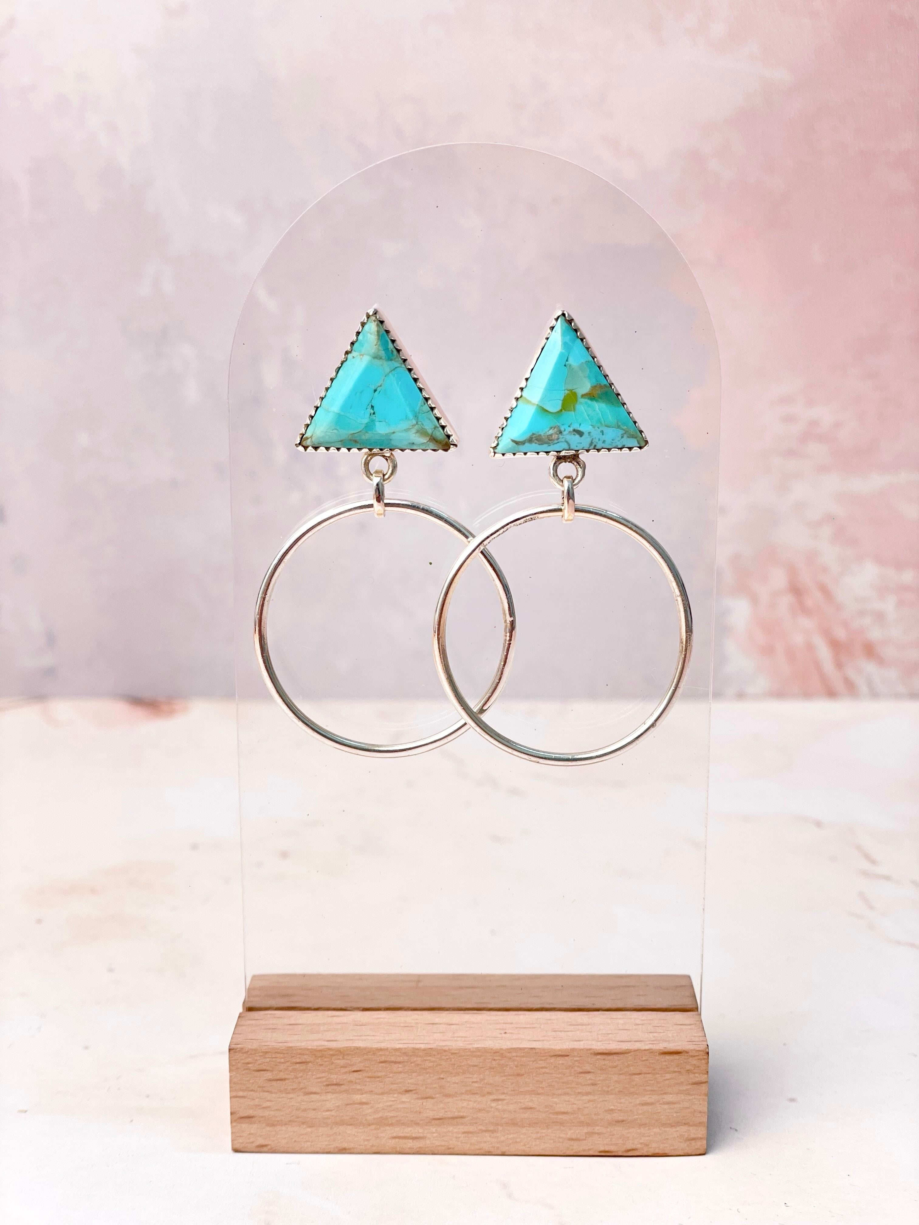 Tiffany's Triangle Single Stone Hoops-Earrings-Krush Kandy, Women's Online Fashion Boutique Located in Phoenix, Arizona (Scottsdale Area)