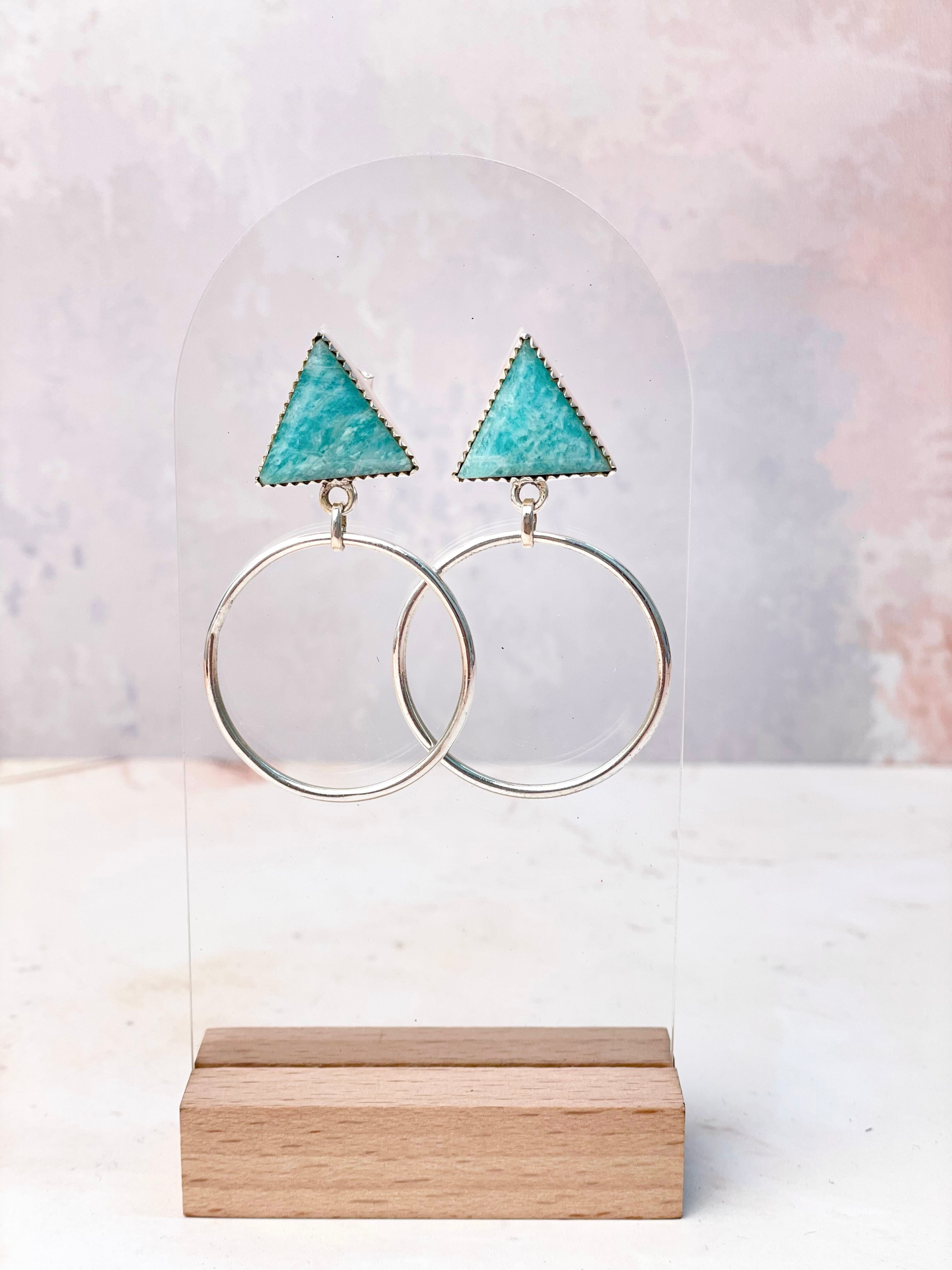 Tiffany's Triangle Single Stone Hoops-Earrings-Krush Kandy, Women's Online Fashion Boutique Located in Phoenix, Arizona (Scottsdale Area)
