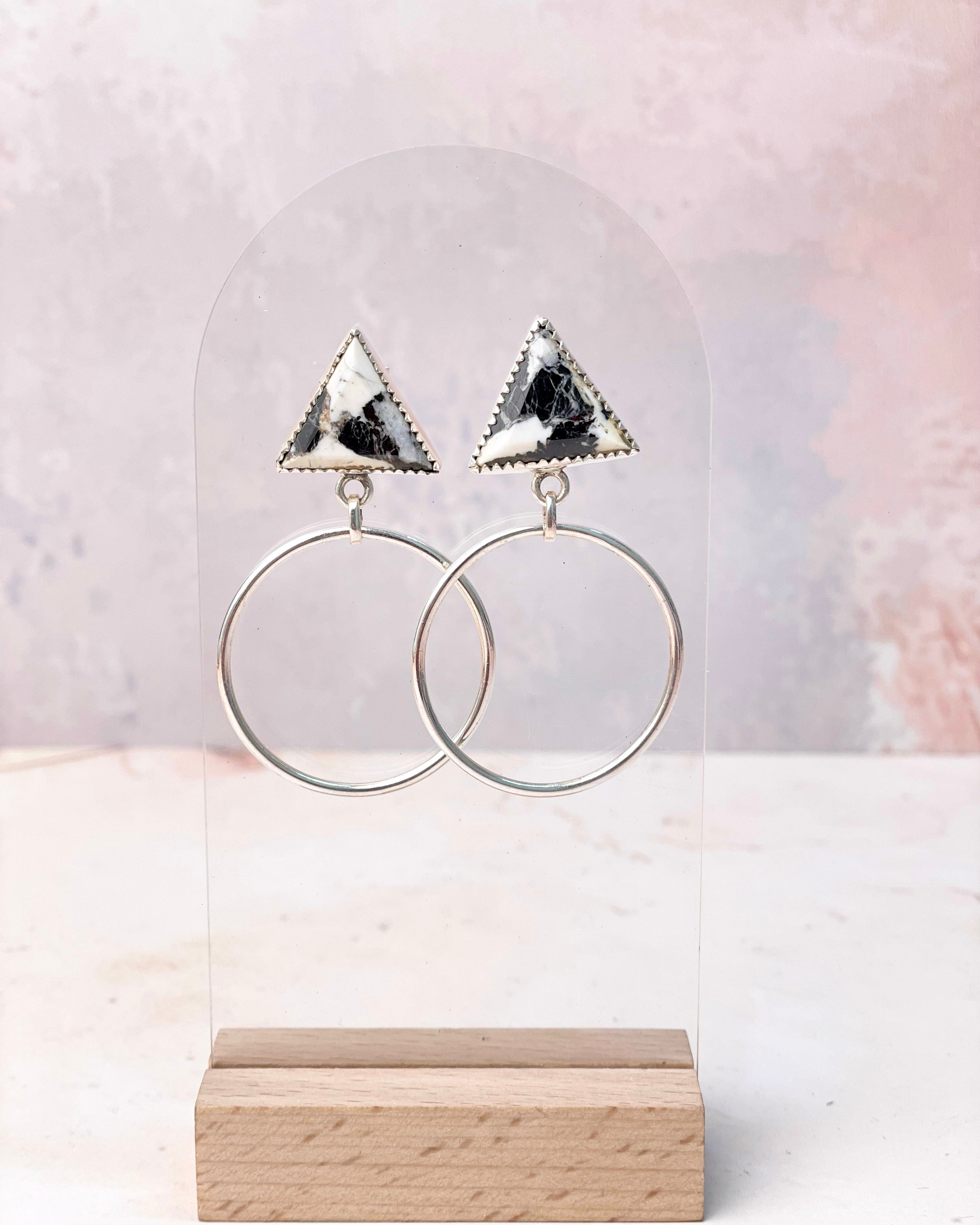 Tiffany's Triangle Single Stone Hoops-Earrings-Krush Kandy, Women's Online Fashion Boutique Located in Phoenix, Arizona (Scottsdale Area)
