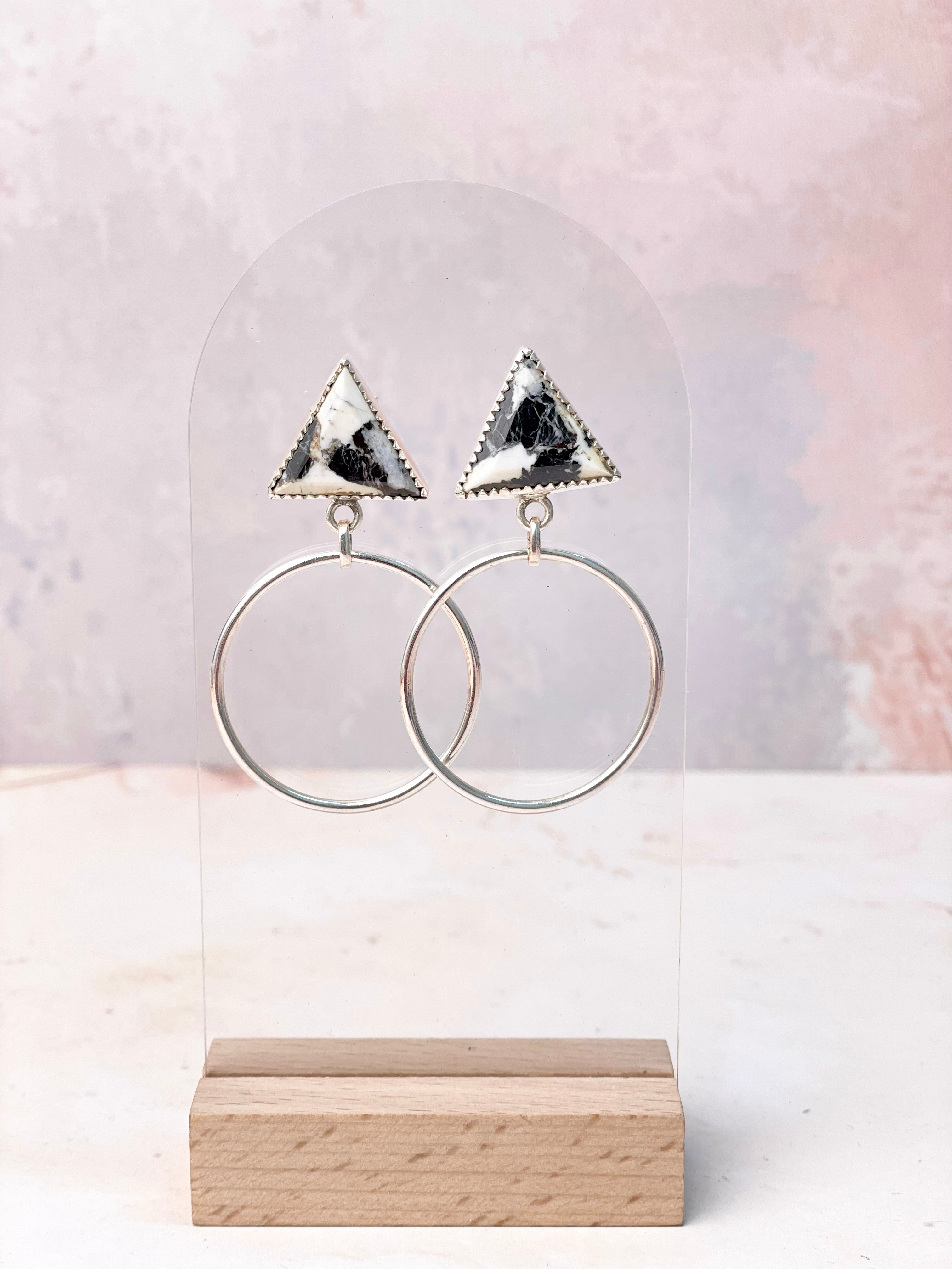 Tiffany's Triangle Single Stone Hoops-Earrings-Krush Kandy, Women's Online Fashion Boutique Located in Phoenix, Arizona (Scottsdale Area)