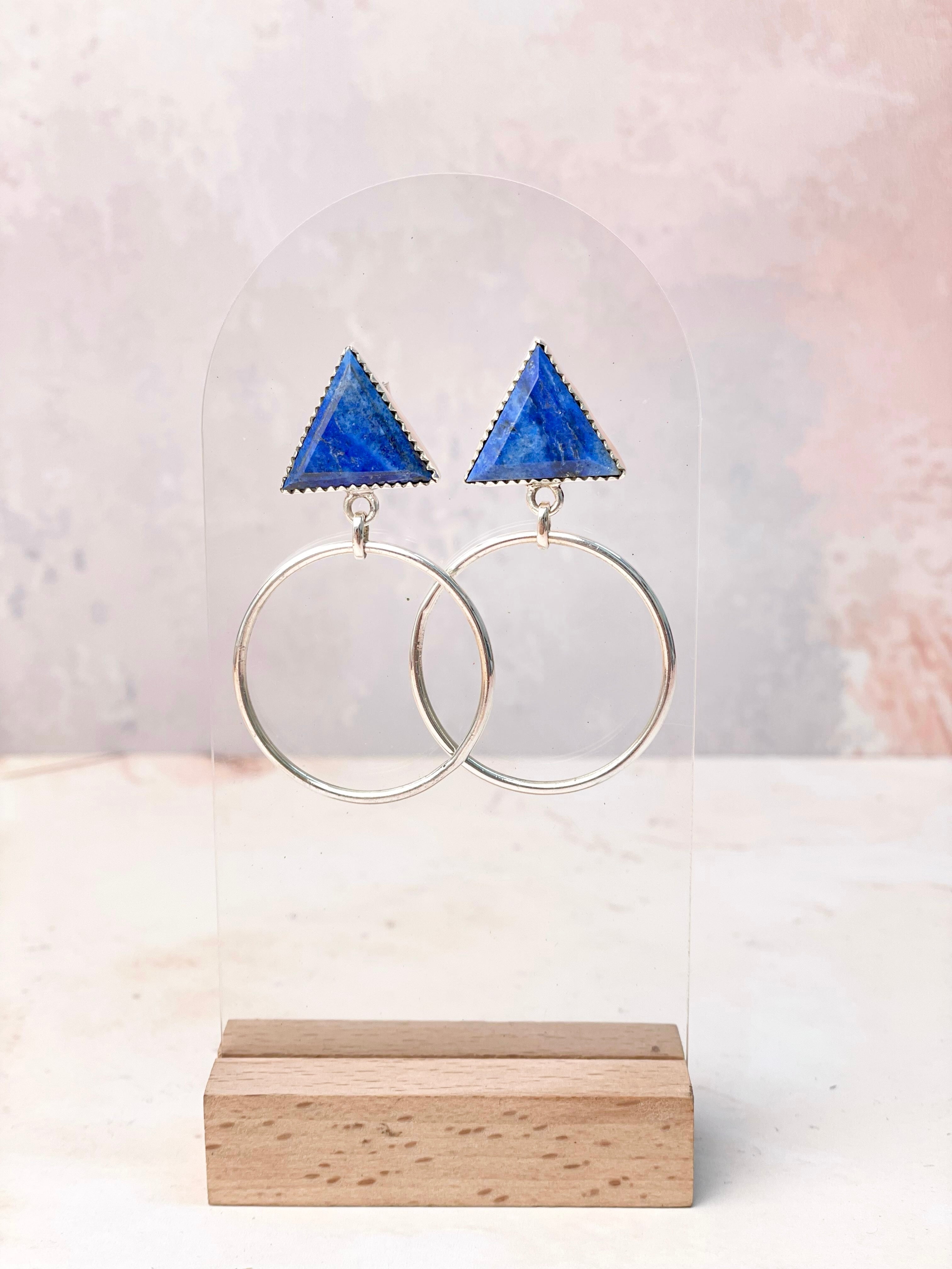 Tiffany's Triangle Single Stone Hoops-Earrings-Krush Kandy, Women's Online Fashion Boutique Located in Phoenix, Arizona (Scottsdale Area)