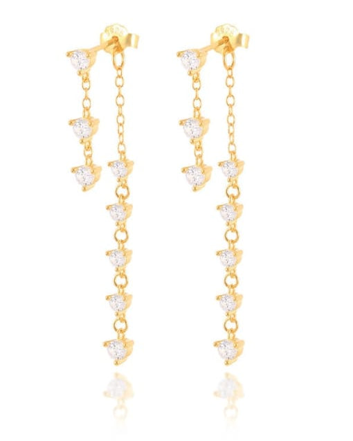 Sterling Silver Cubic Zirconia Geometric Dainty Drop Earrings-Earrings-Krush Kandy, Women's Online Fashion Boutique Located in Phoenix, Arizona (Scottsdale Area)