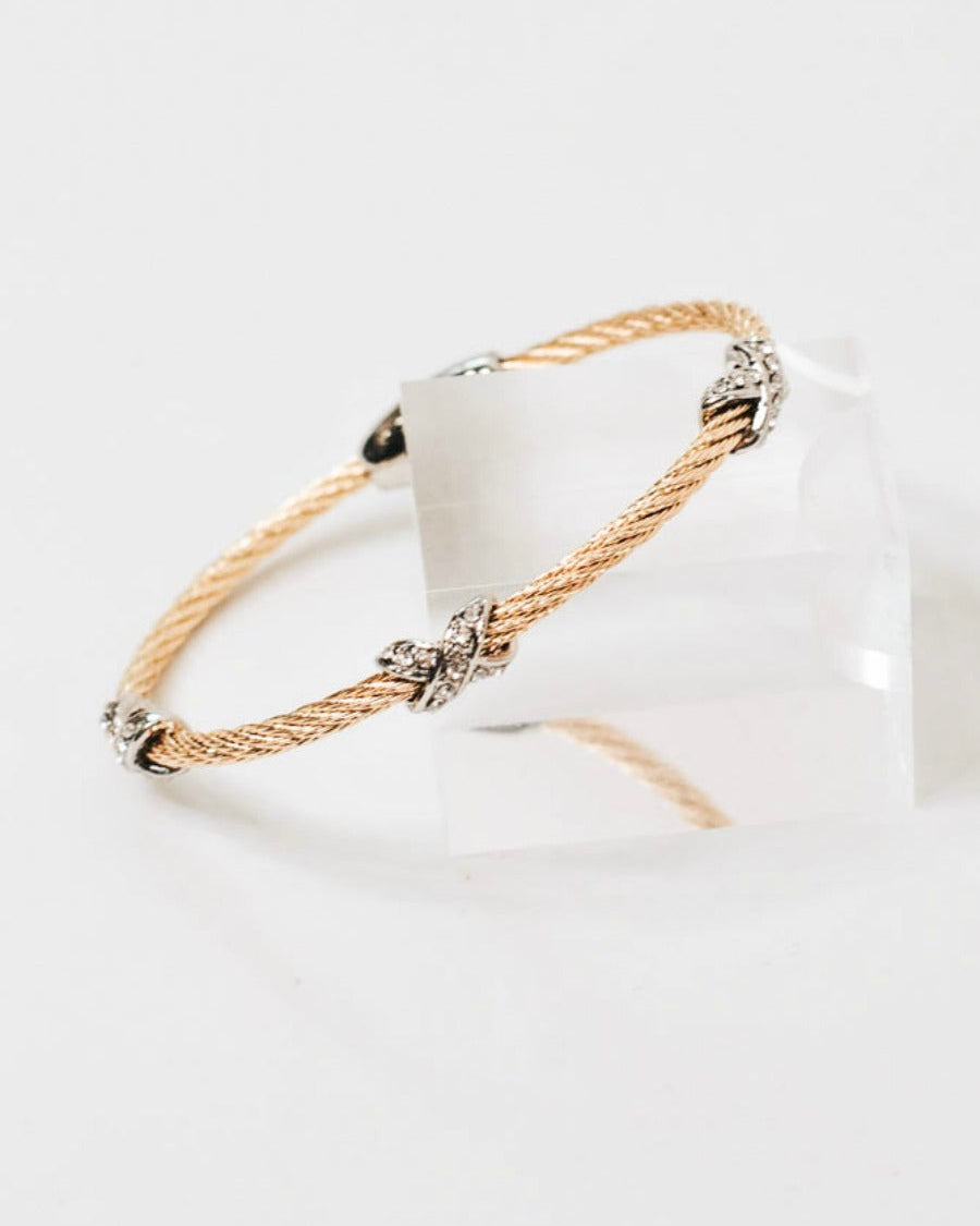 Two Tone X Bracelet-Twisted Bracelets-Krush Kandy, Women's Online Fashion Boutique Located in Phoenix, Arizona (Scottsdale Area)