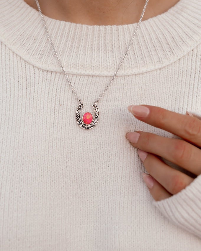 Off To The Races Horseshoe Necklace-Chain Necklaces-Krush Kandy, Women's Online Fashion Boutique Located in Phoenix, Arizona (Scottsdale Area)